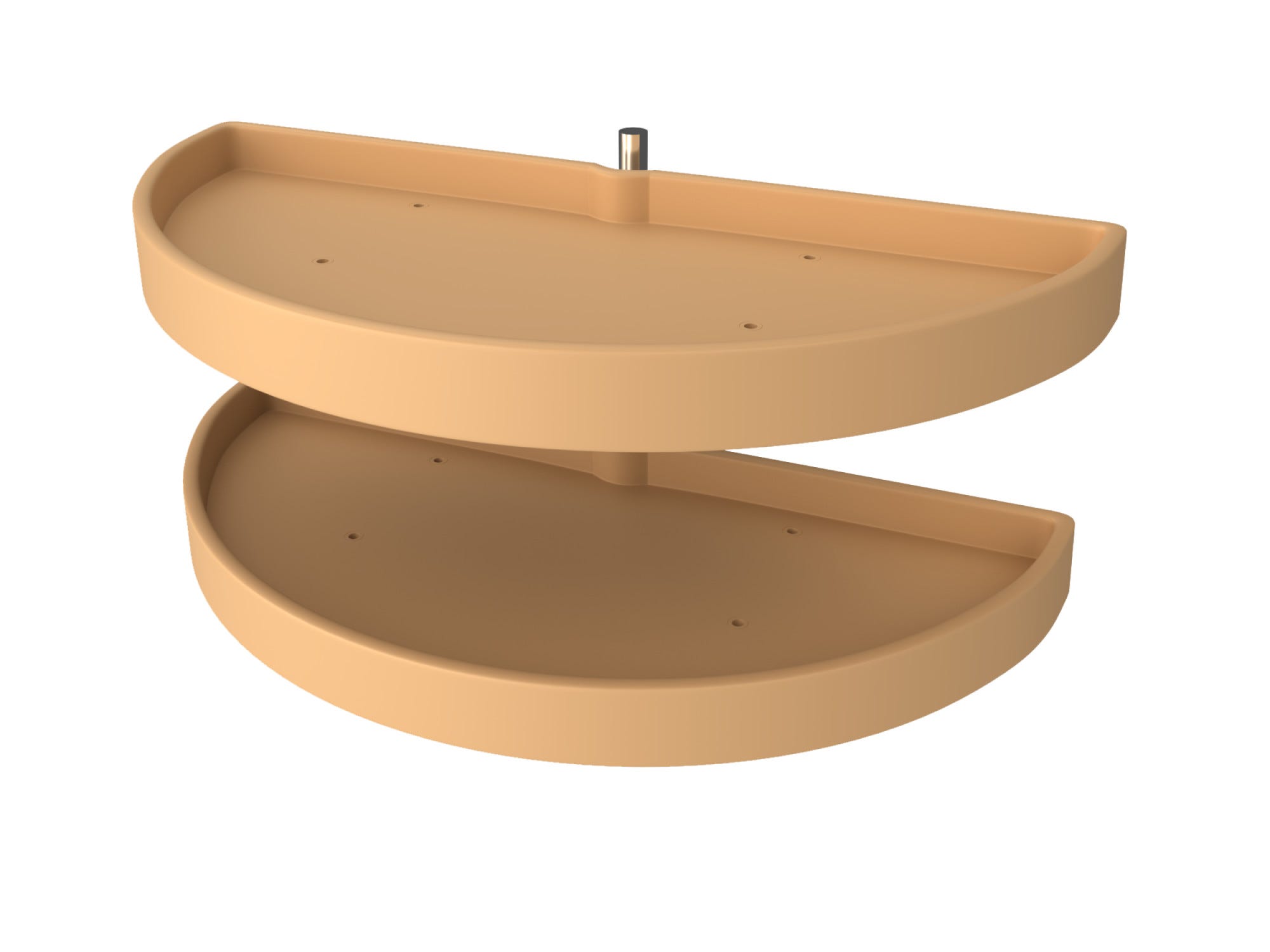 33" Almond Polymer Two-Tier Half-Moon Optimizer w/ Pivot and Slide Hardware for 16-1/8" Blind Corner Cabinet Openings, as shown