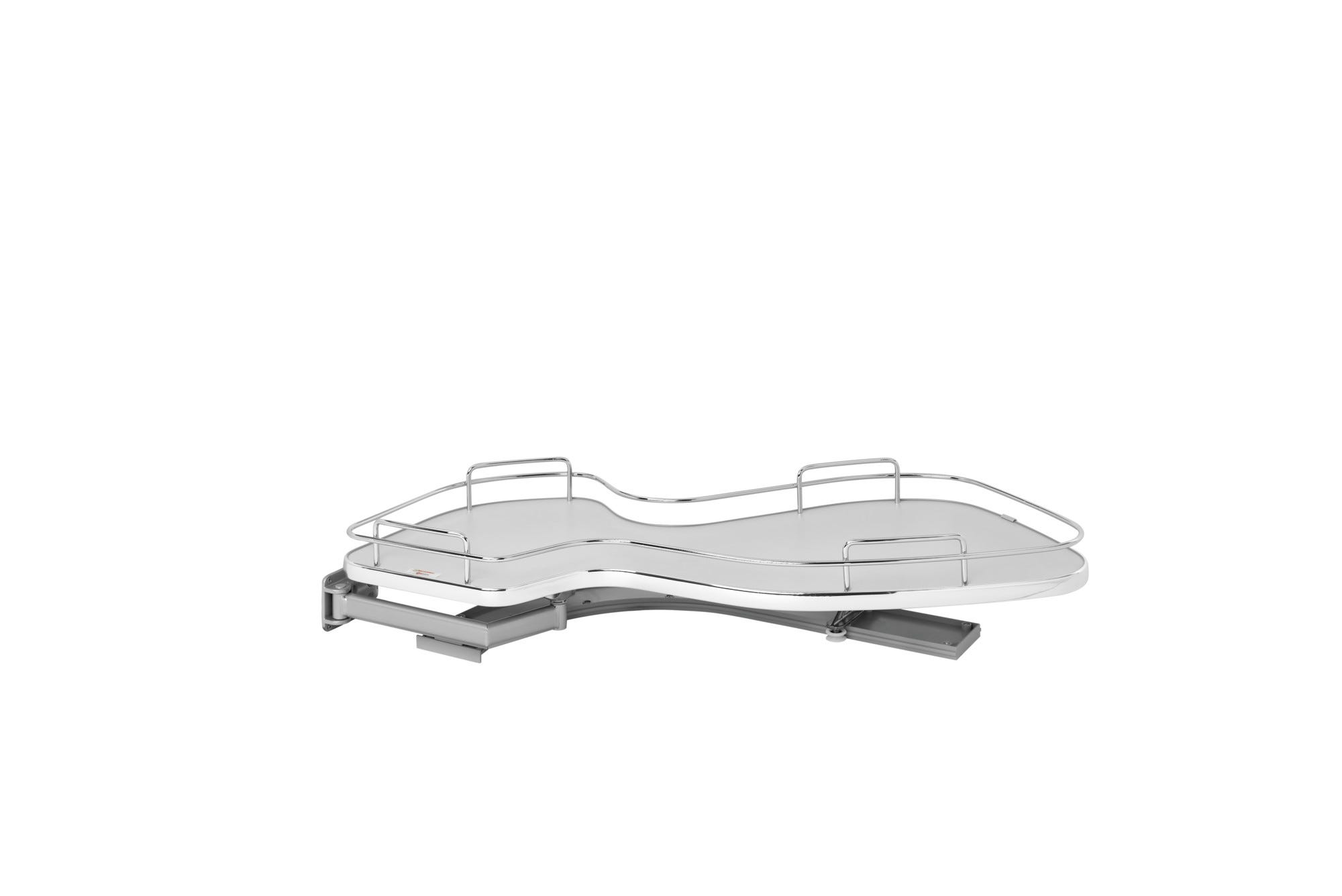 Gray Solid Bottom Chrome Wire Single-Tier "Cloud" Optimizer for 15" Left Opening/Blind Right Corner Cabinets, as shown
