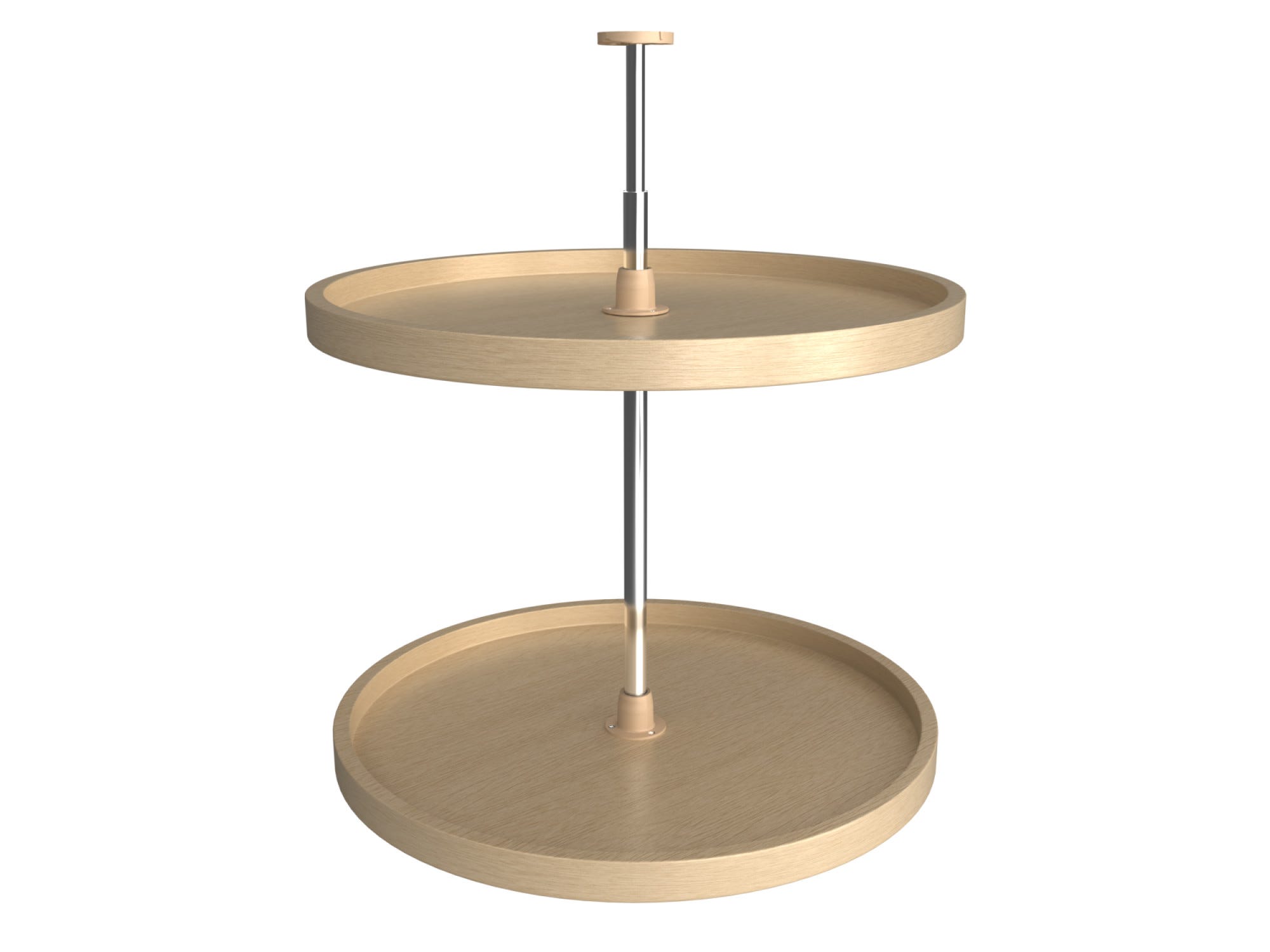 Banded Wood Full-Circle 2-Shelf Lazy Susans for Corner Base Cabinets, as shown