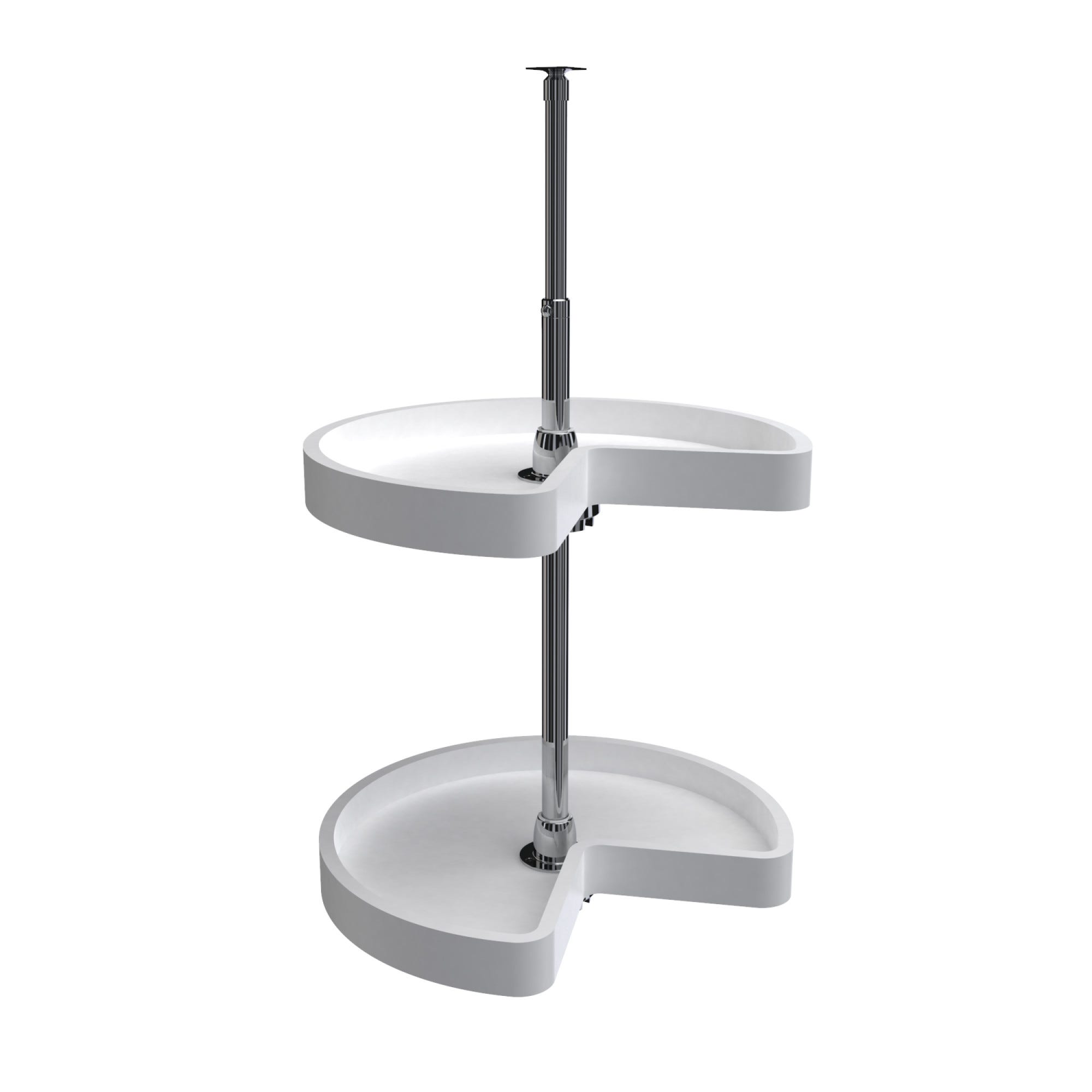 Polymer Kidney-Shaped 2-Shelf Lazy Susans for Corner Wall Cabinets