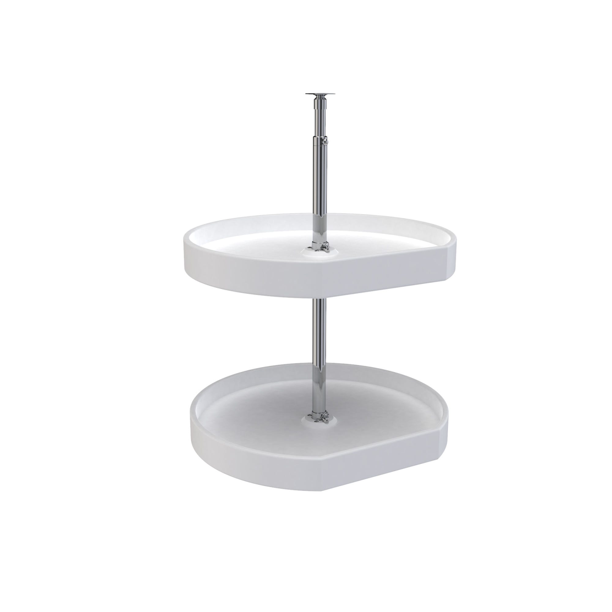 20" White Polymer D-Shaped 2-Shelf Lazy Susan for Corner Wall Cabinets