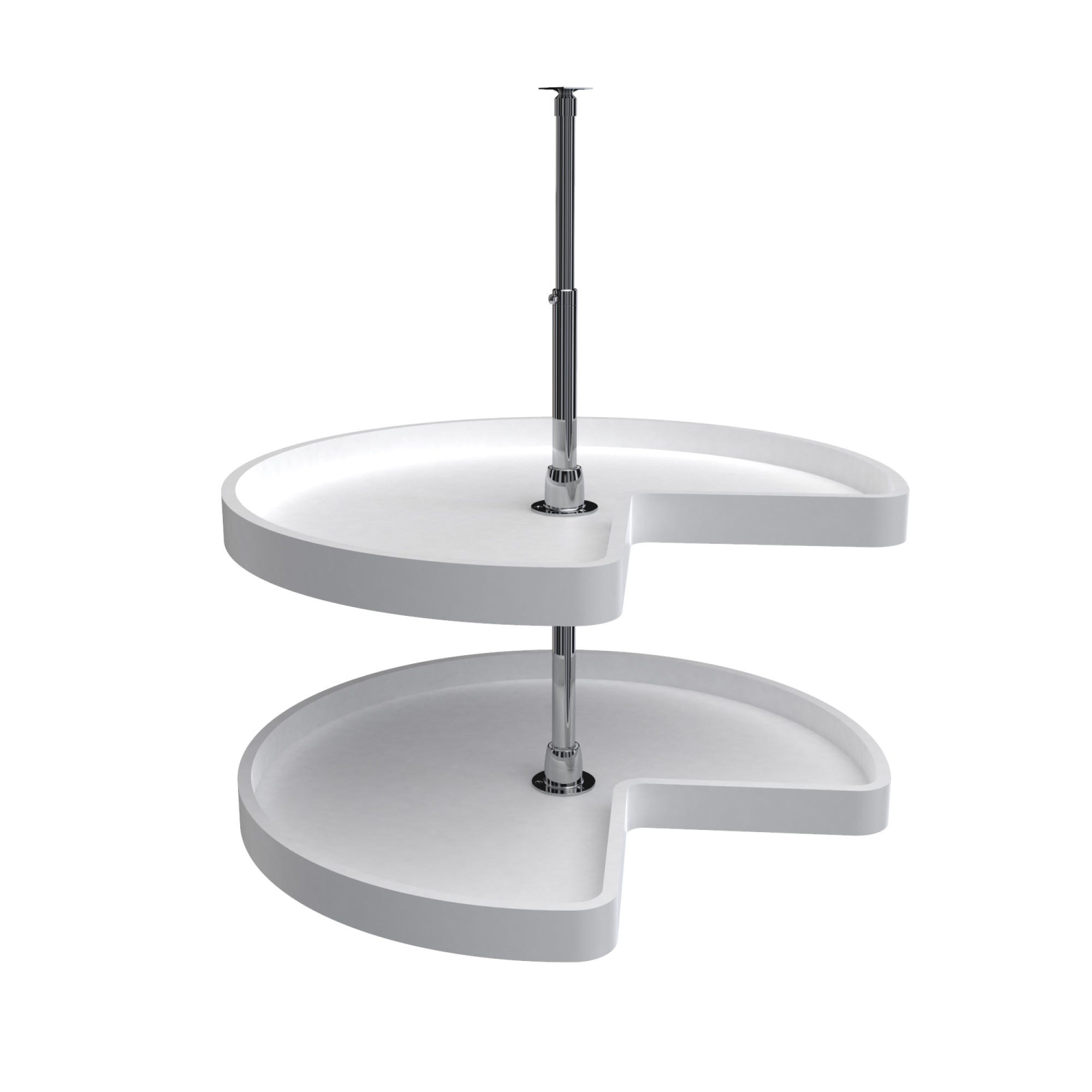 Polymer Kidney-Shaped 2-Shelf Lazy Susans for Corner Base Cabinets