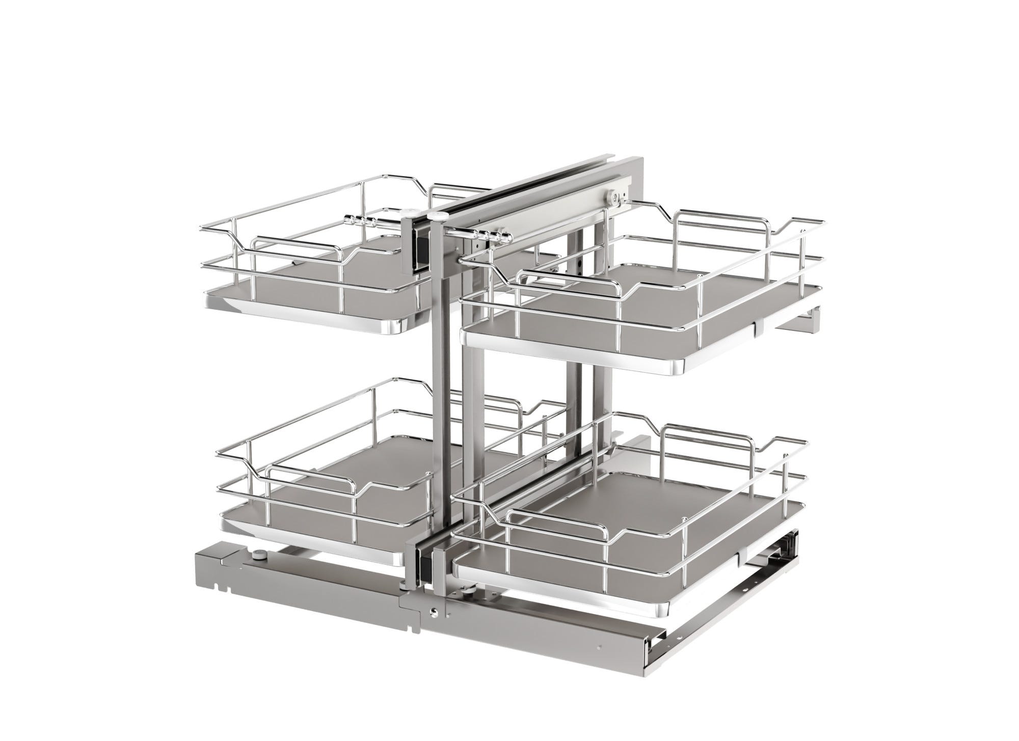 Gray Two-Tier Elite Optimizer w/ Soft-Close for 15" Blind Corner Cabinet Openings, as shown
