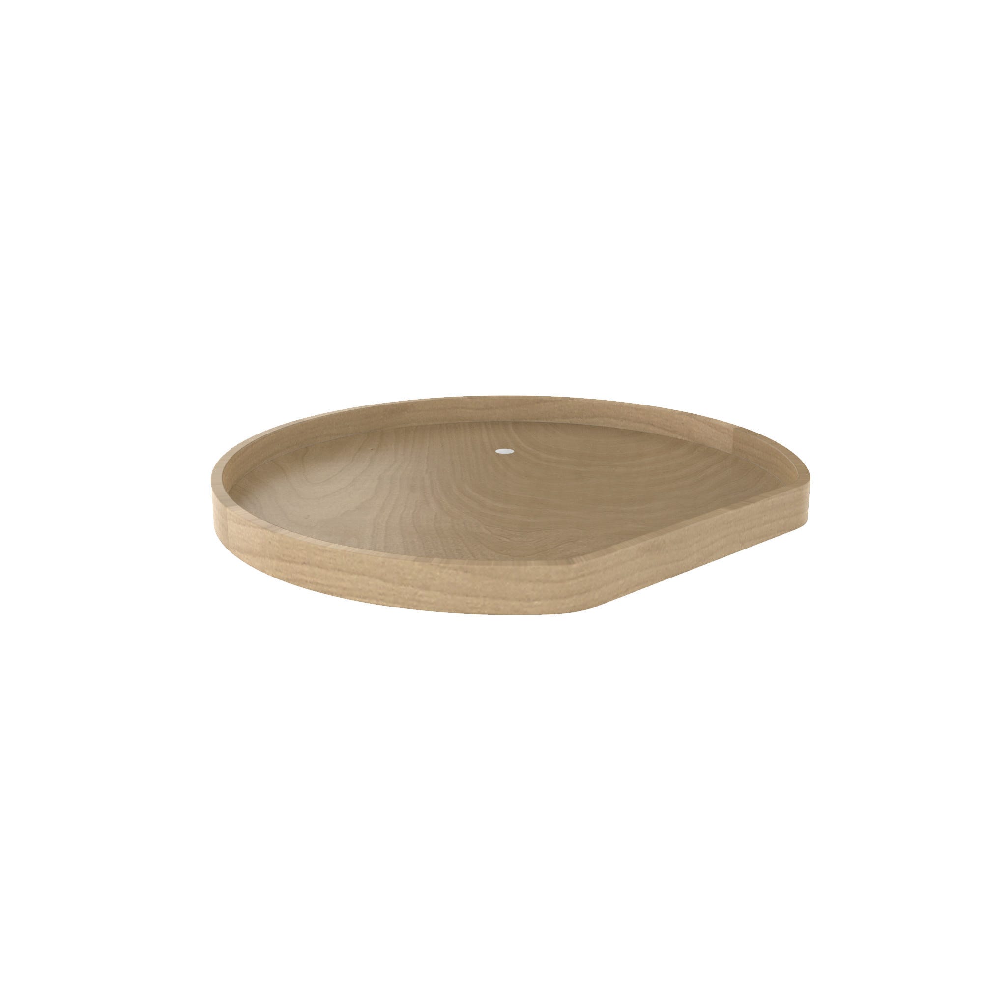 Banded Wood D-Shaped Lazy Susan Shelf for Corner Base Cabinets w/ Swivel Bearing, as shown