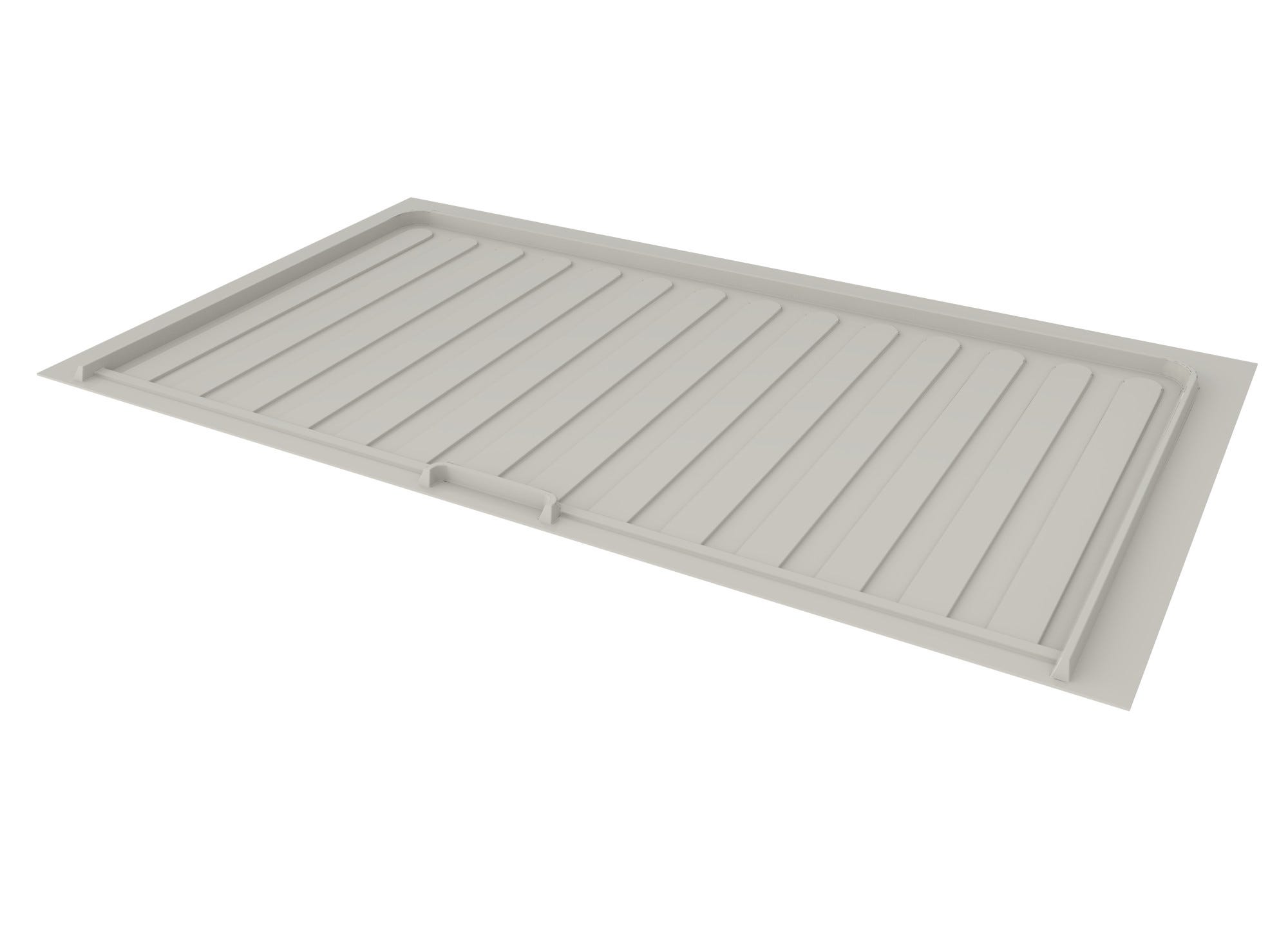 Gray Flexible Polymer Trim-to-Fit Drip Tray for 39" - 42" Sink Base Cabinets, as shown