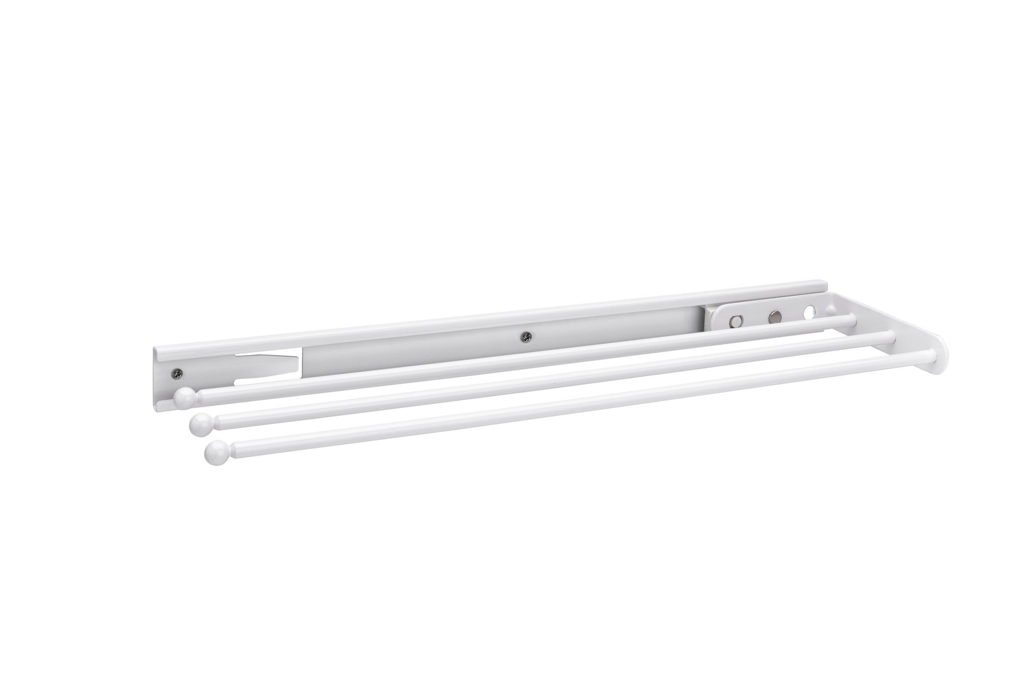 White Undersink 3-Prong Pullout Dish Towel Bar