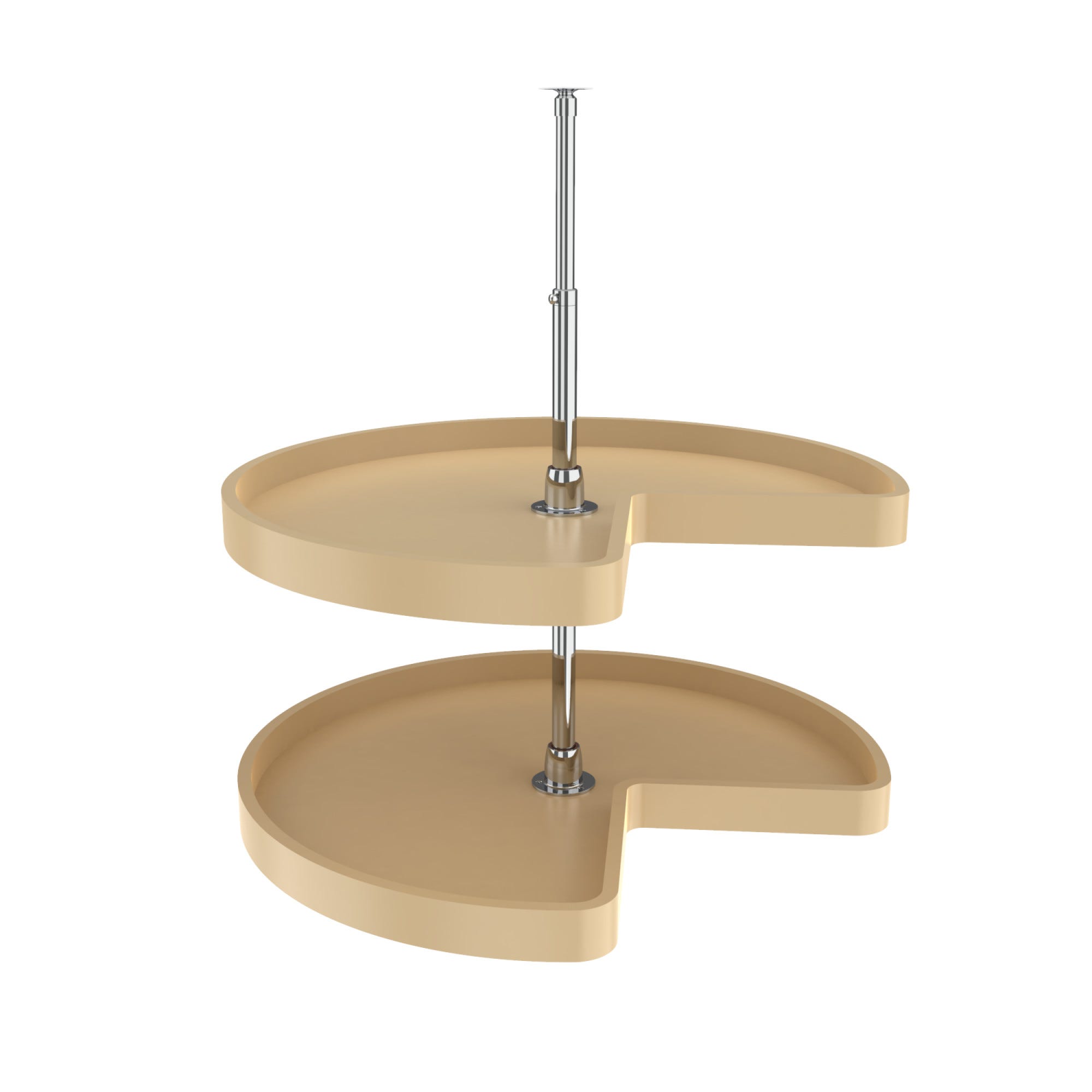 Polymer Kidney-Shaped 2-Shelf Lazy Susans for Corner Base Cabinets