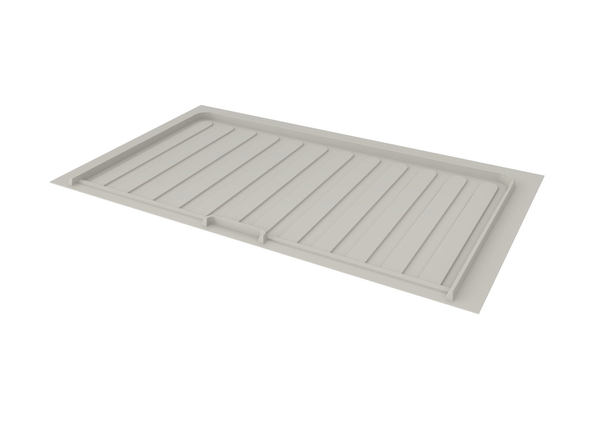 Gray Flexible Polymer Trim-to-Fit Drip Tray for 33" - 36" Vanity Sink Base Cabinets, as shown
