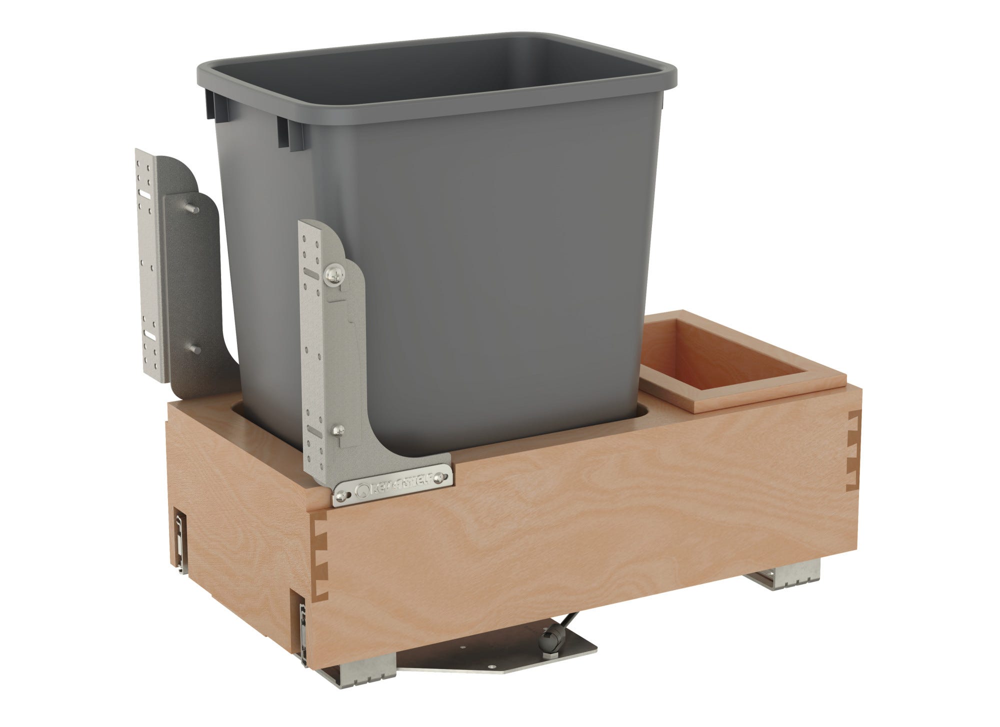 Single Metallic Silver 35 Qt. Maple Pullout Waste Container with Rev-A-Motion® Soft-Open/Soft-Close for 15" Base Cabinets