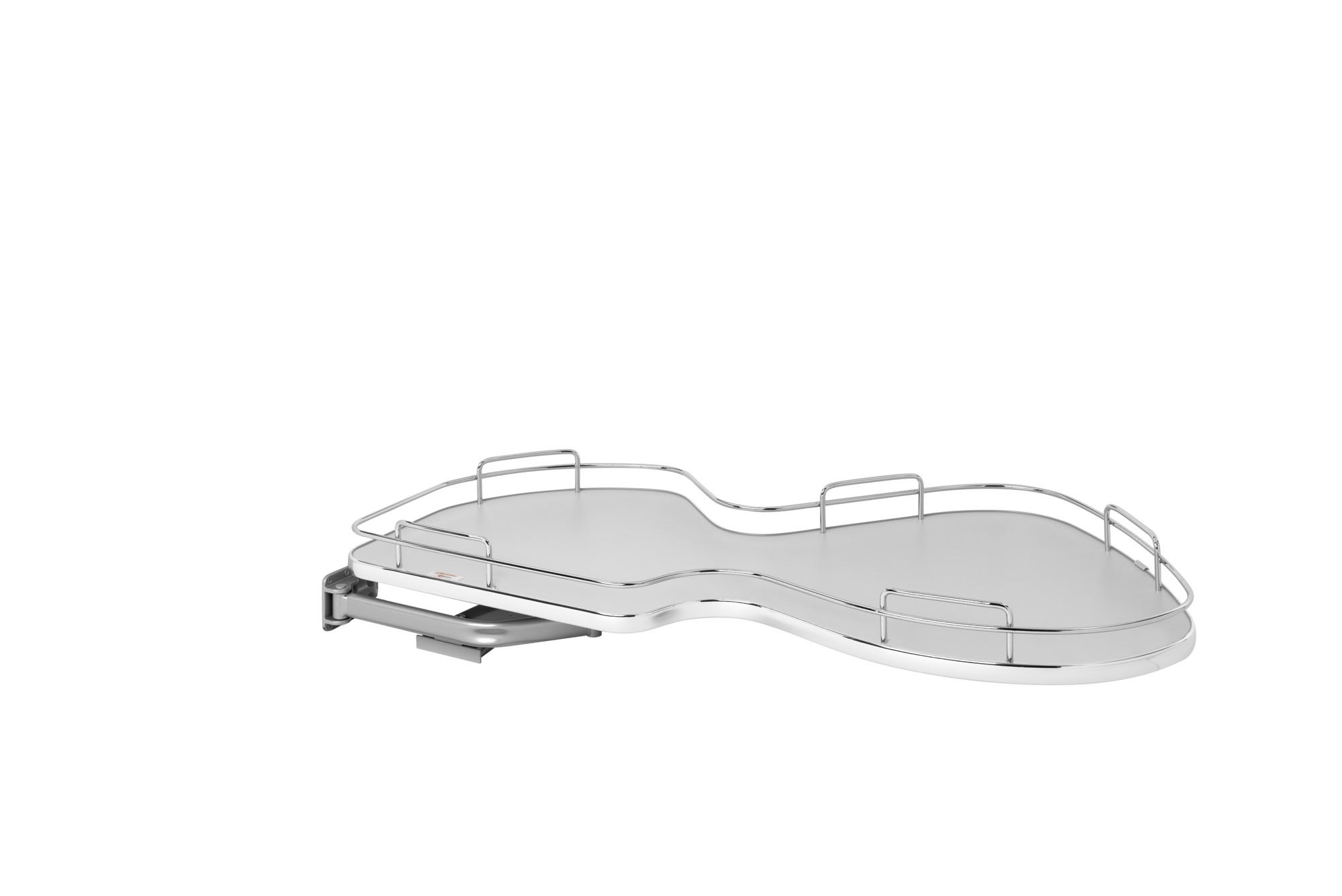 Gray Solid Bottom Chrome Wire Single-Tier "Cloud" Optimizer for 21" Left Opening/Blind Right Corner Cabinets, as shown