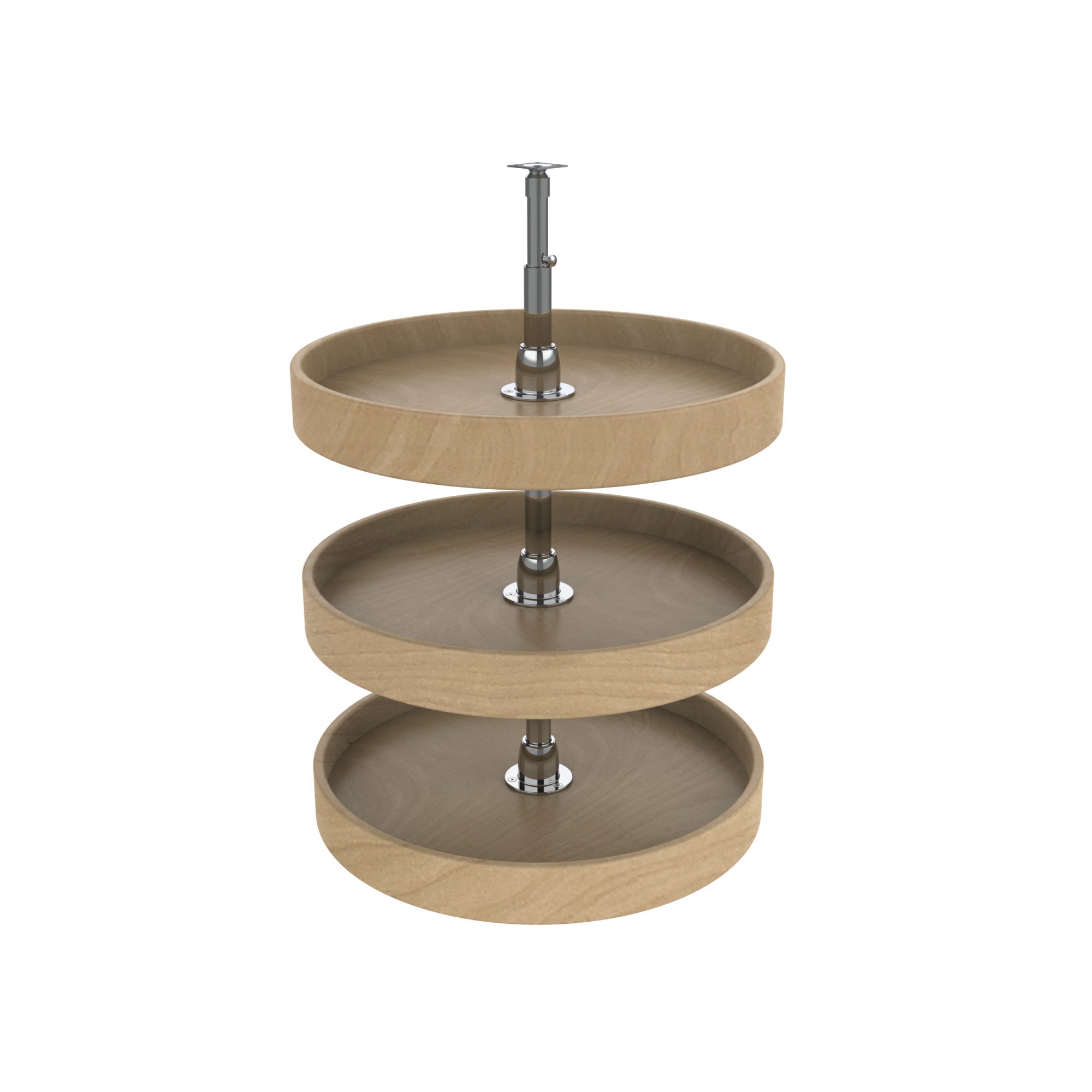 18" Natural Wood Full-Circle 3-Shelf Lazy Susans for 36" H Corner Wall Cabinets, as shown