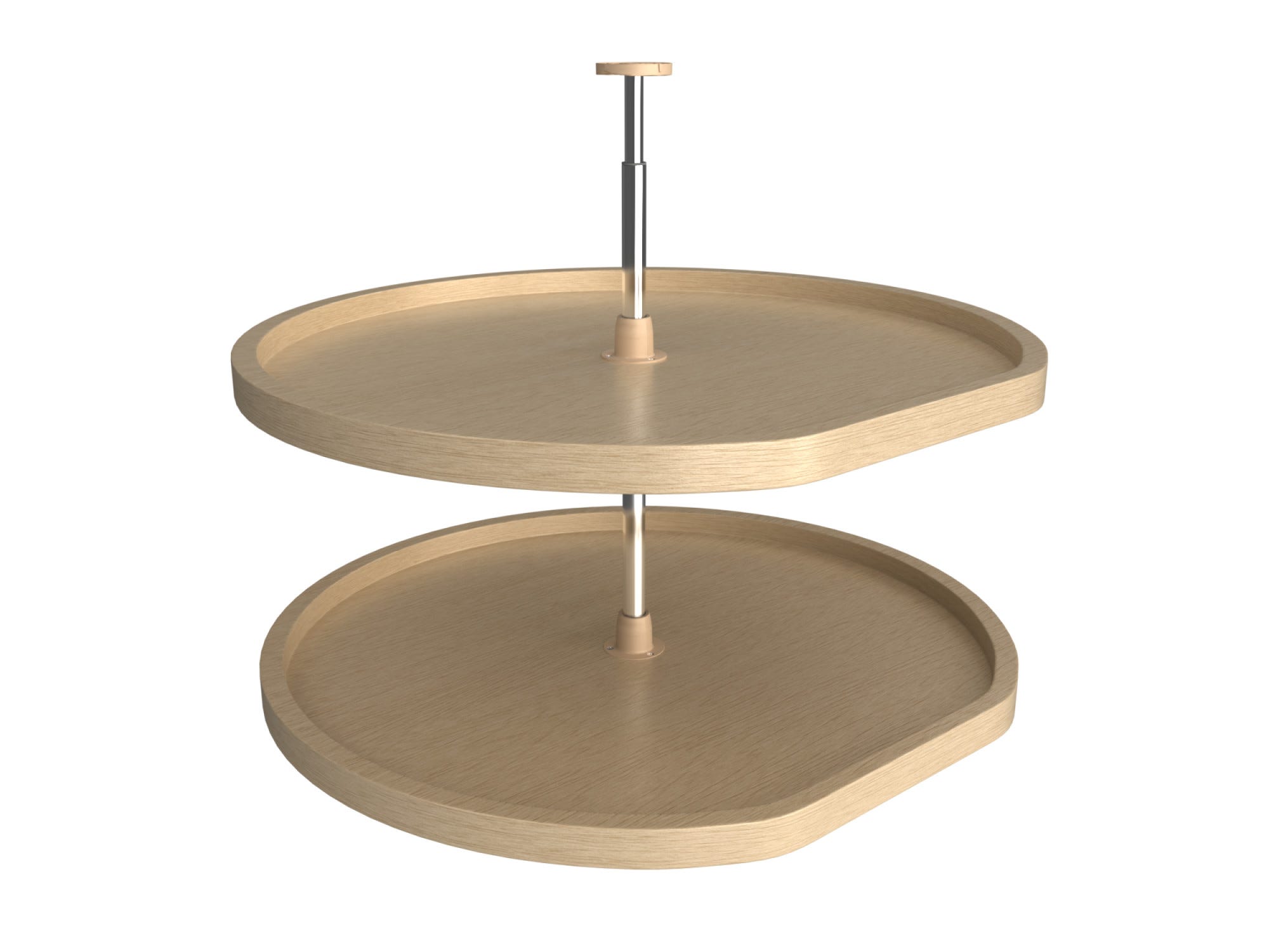 Banded Wood D-Shaped 2-Shelf Lazy Susans for Corner Base Cabinets
