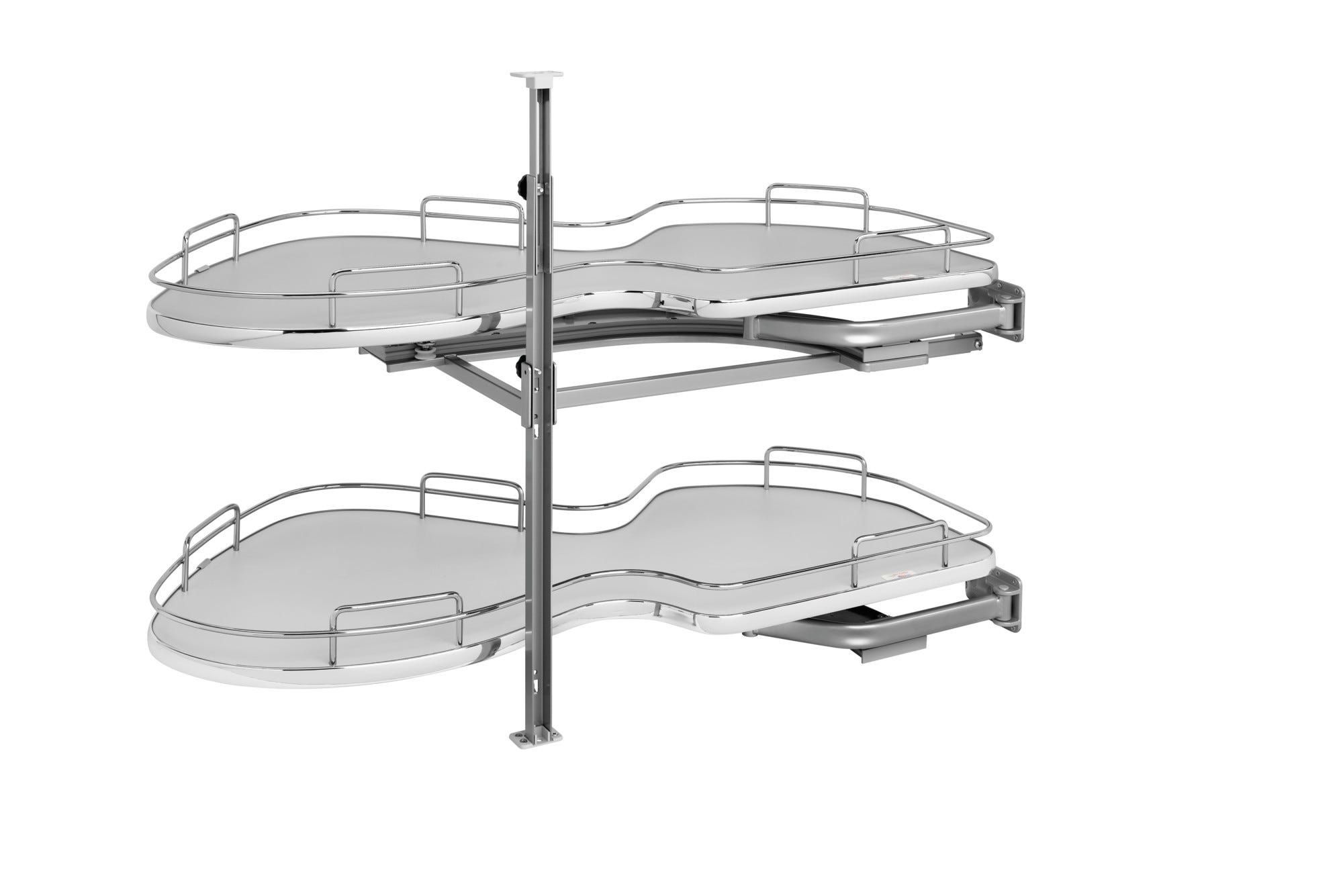 Gray Solid Bottom Chrome Wire Two-Tier "Cloud" Optimizer for 21" Right Opening/Blind Left Corner Cabinets, as shown