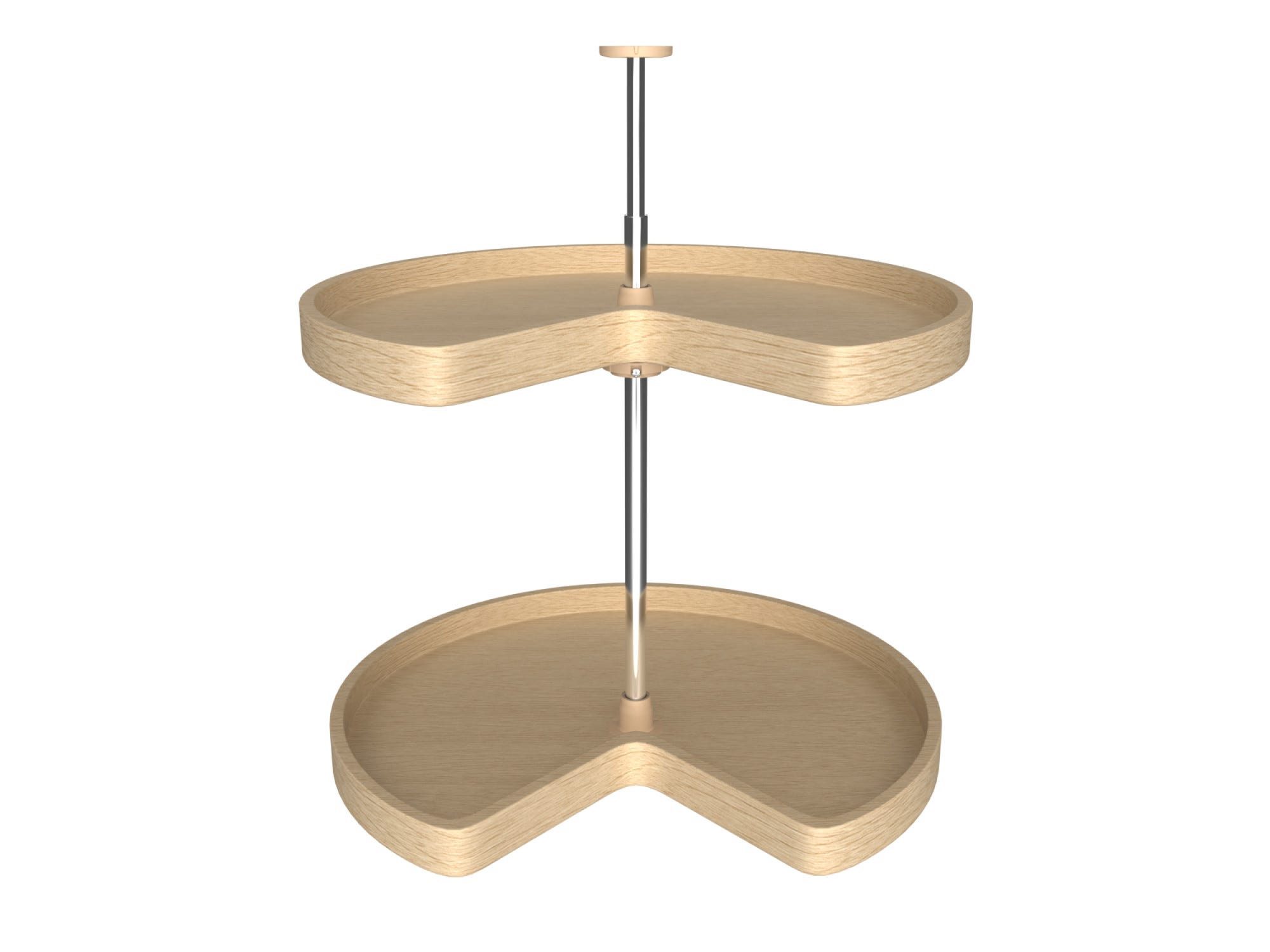 Banded Wood Kidney-Shaped 2-Shelf Lazy Susan Shelf for Corner Base Cabinets, as shown