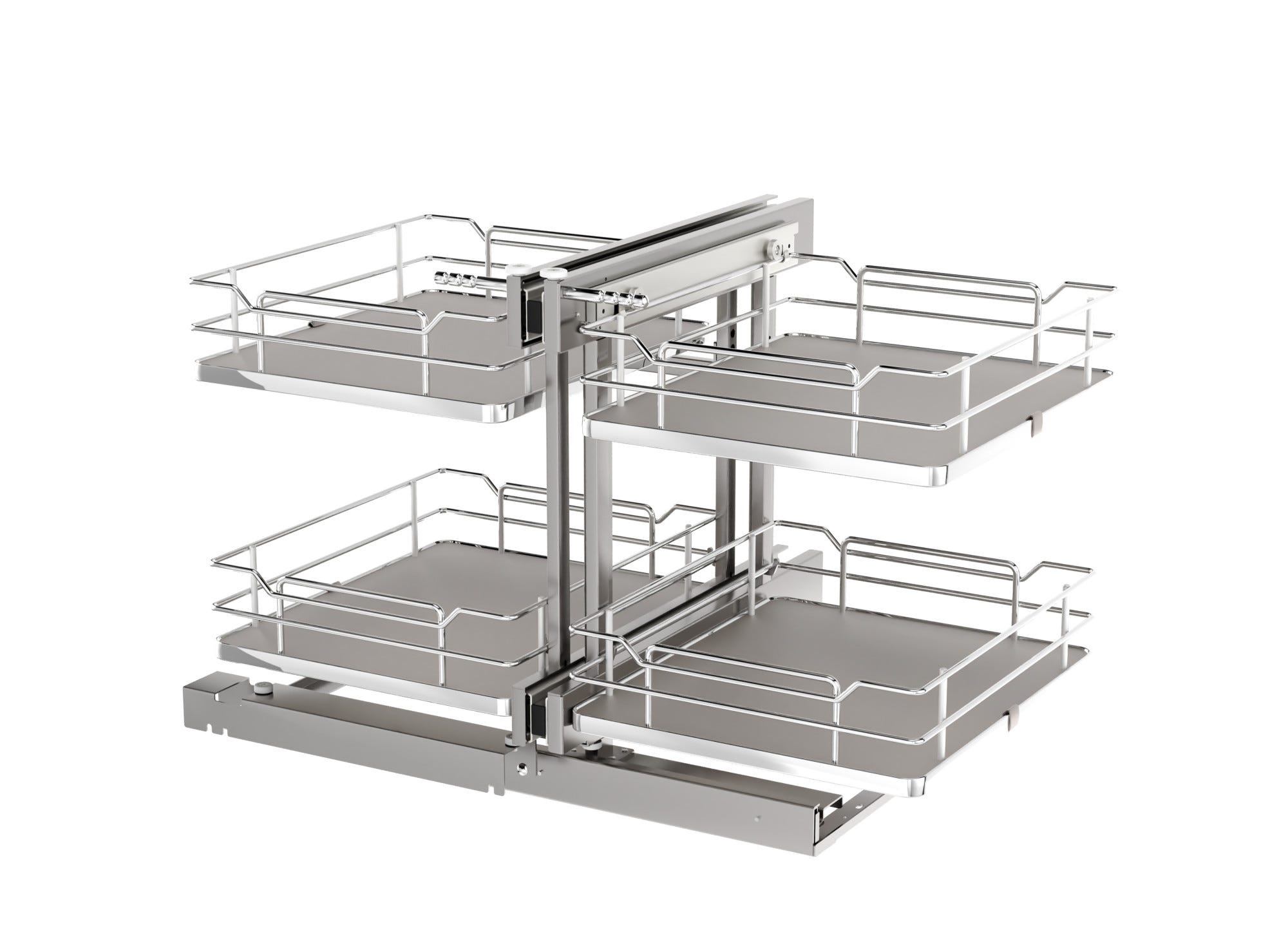Gray Two-Tier Elite Optimizer w/ Soft-Close for 18" Blind Corner Cabinet Openings, as shown