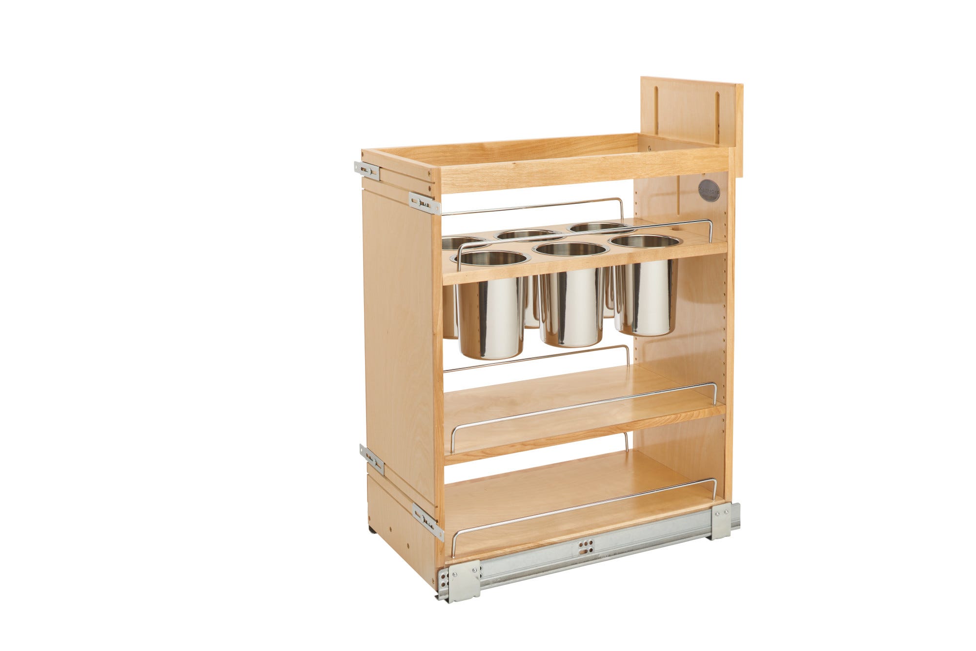 Maple Utensil Pullout Organizer w/ 6 bins and BLUM Soft-Close for 15" Base Cabinets