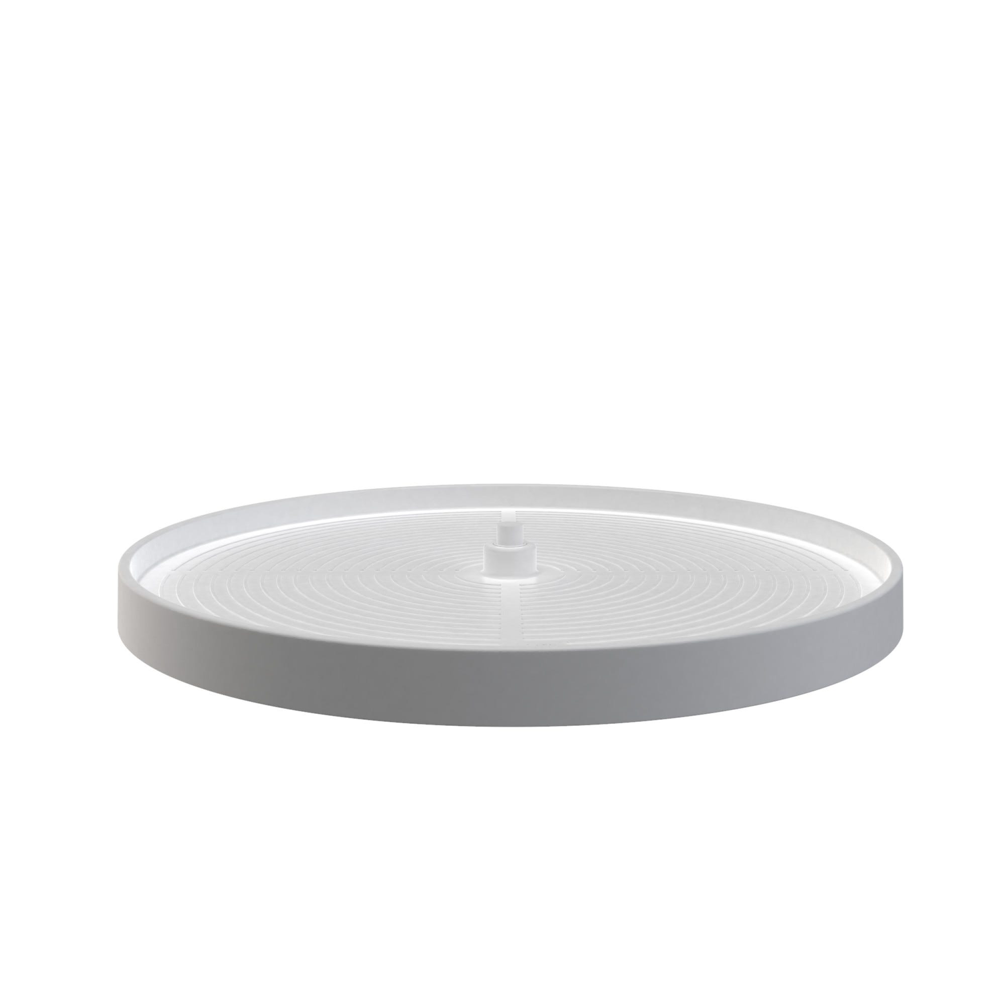 28" White Lazy Daisy Polymer Full-Circle 1-Shelf Lazy Susan w/Bottom-Mount Hardware for Corner Base Cabinets