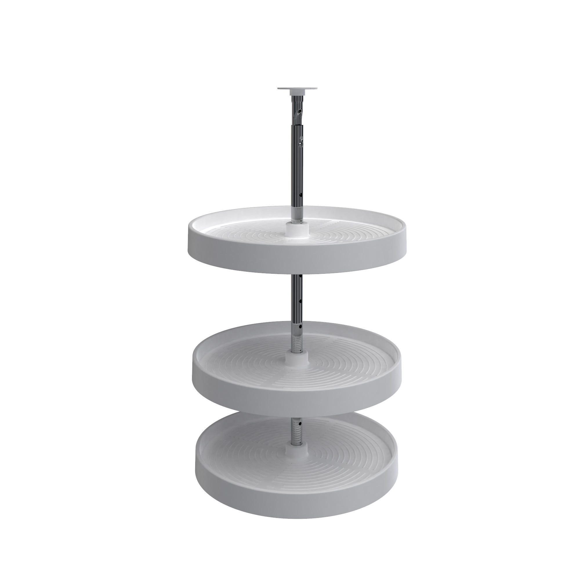 18" White Lazy Daisy Polymer Full-Circle 3-Shelf Lazy Susan for 34" H Corner Wall Cabinets