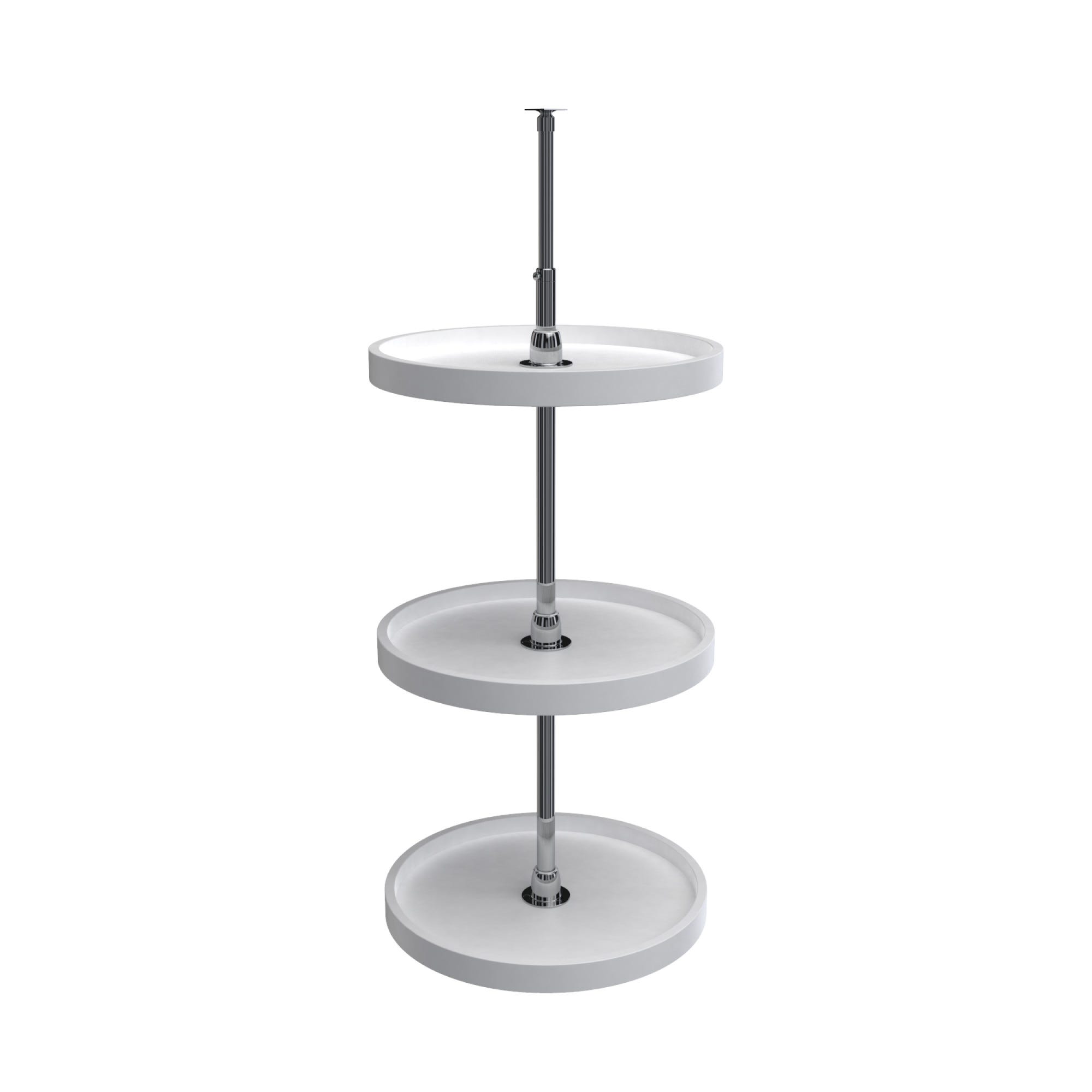 18" White Polymer Full-Circle 3-Shelf Lazy Susan for Corner Wall Cabinets
