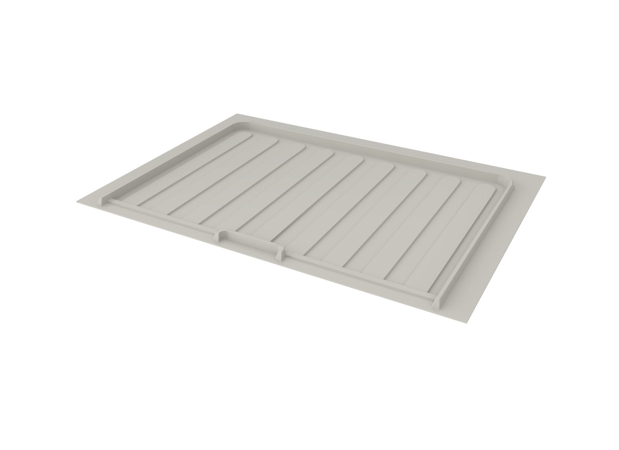 Gray Flexible Polymer Trim-to-Fit Drip Tray for 27" - 30" Vanity Sink Base Cabinets, as shown