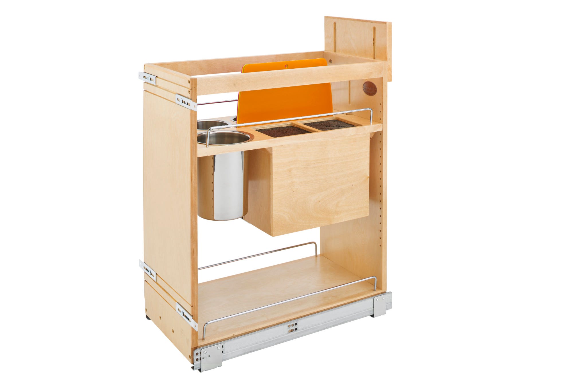 Maple Knife Block Pullout Organizer w/ BLUM Soft-Close for 15" Base Cabinets
