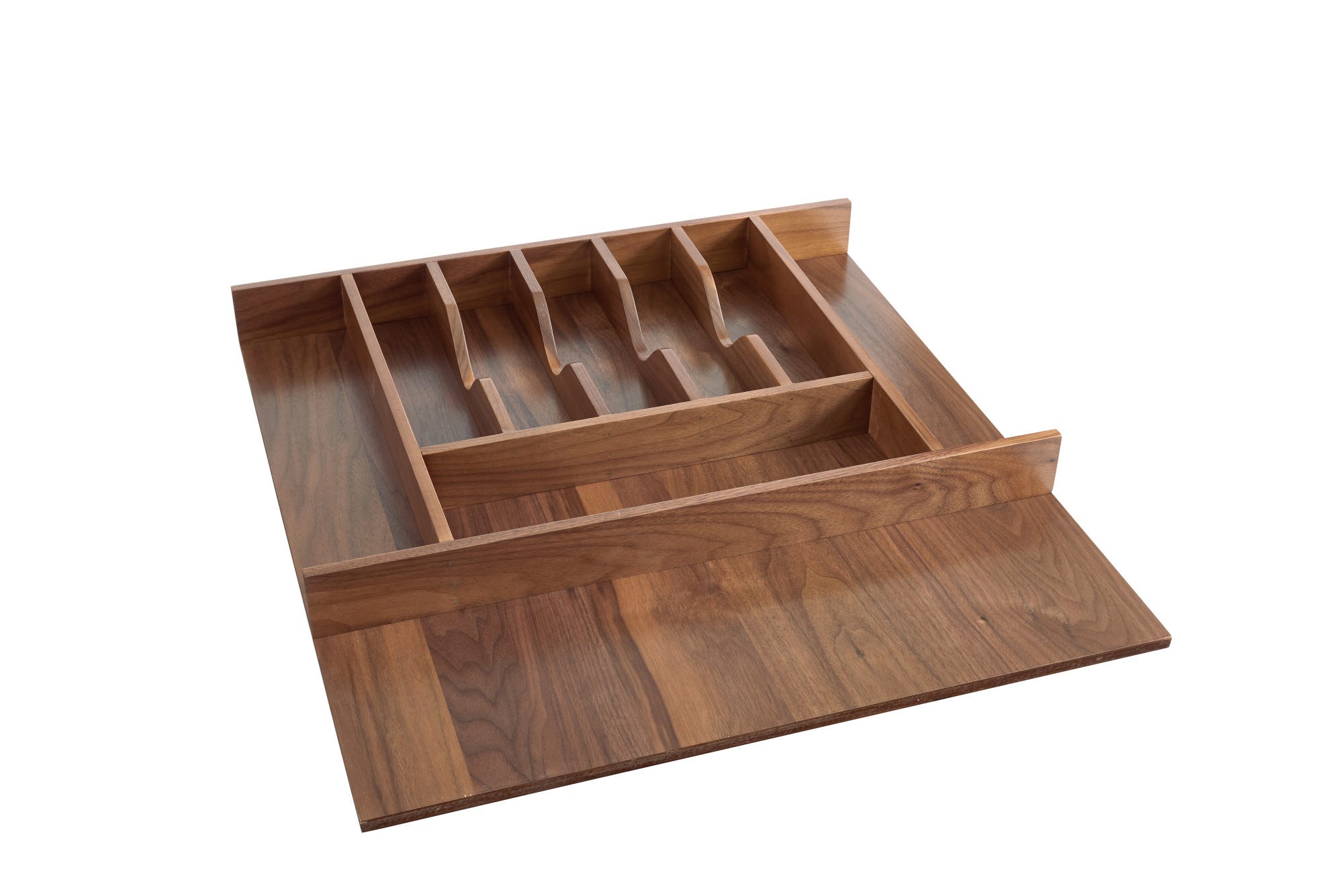 Walnut Trim-to-Fit Shallow Cutlery Drawer Insert Organizer