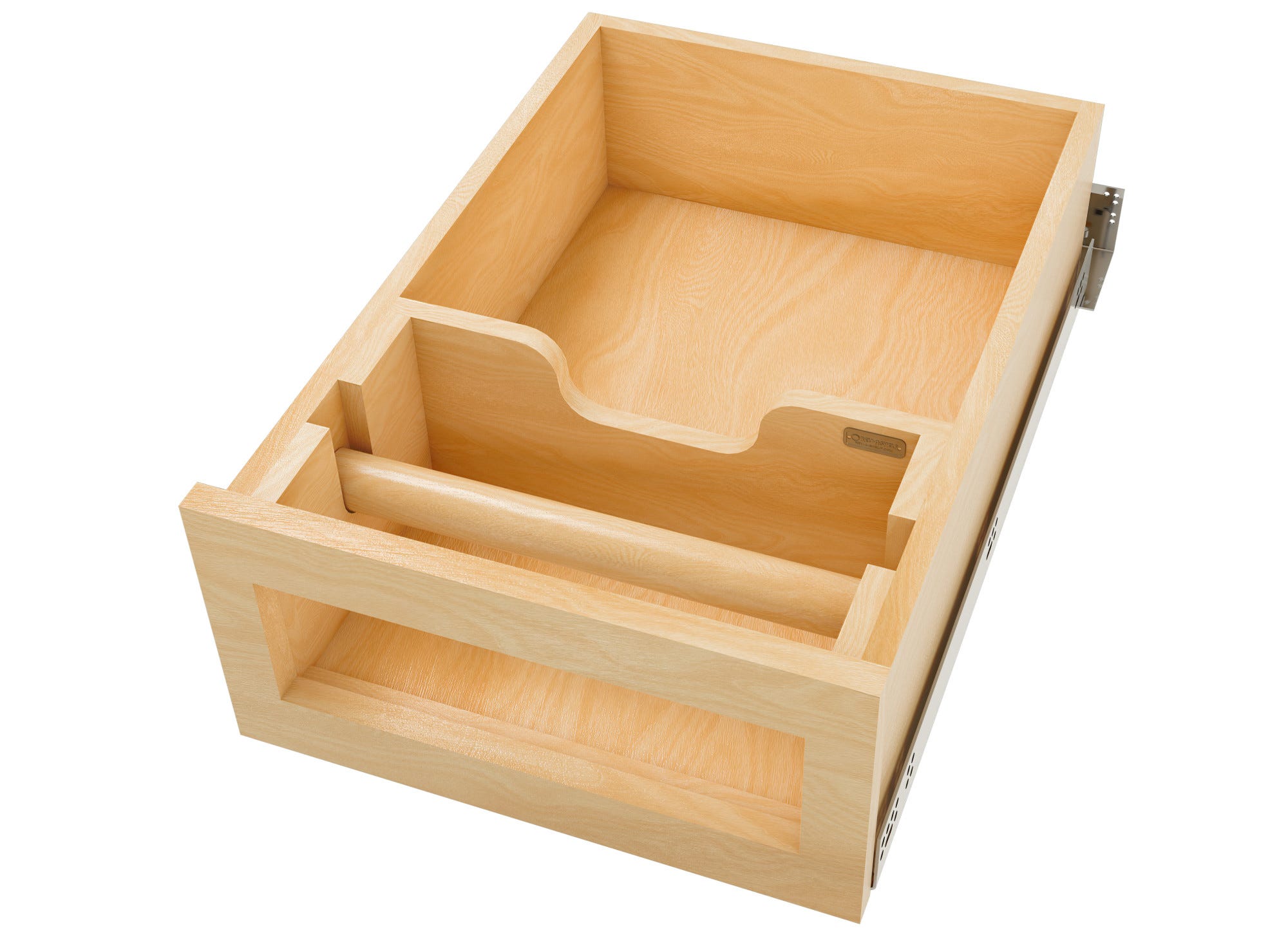 Natural Maple Paper Towel Drawer System w/ BLUM Soft-Close Slides for 18” Base Cabinets, as shown