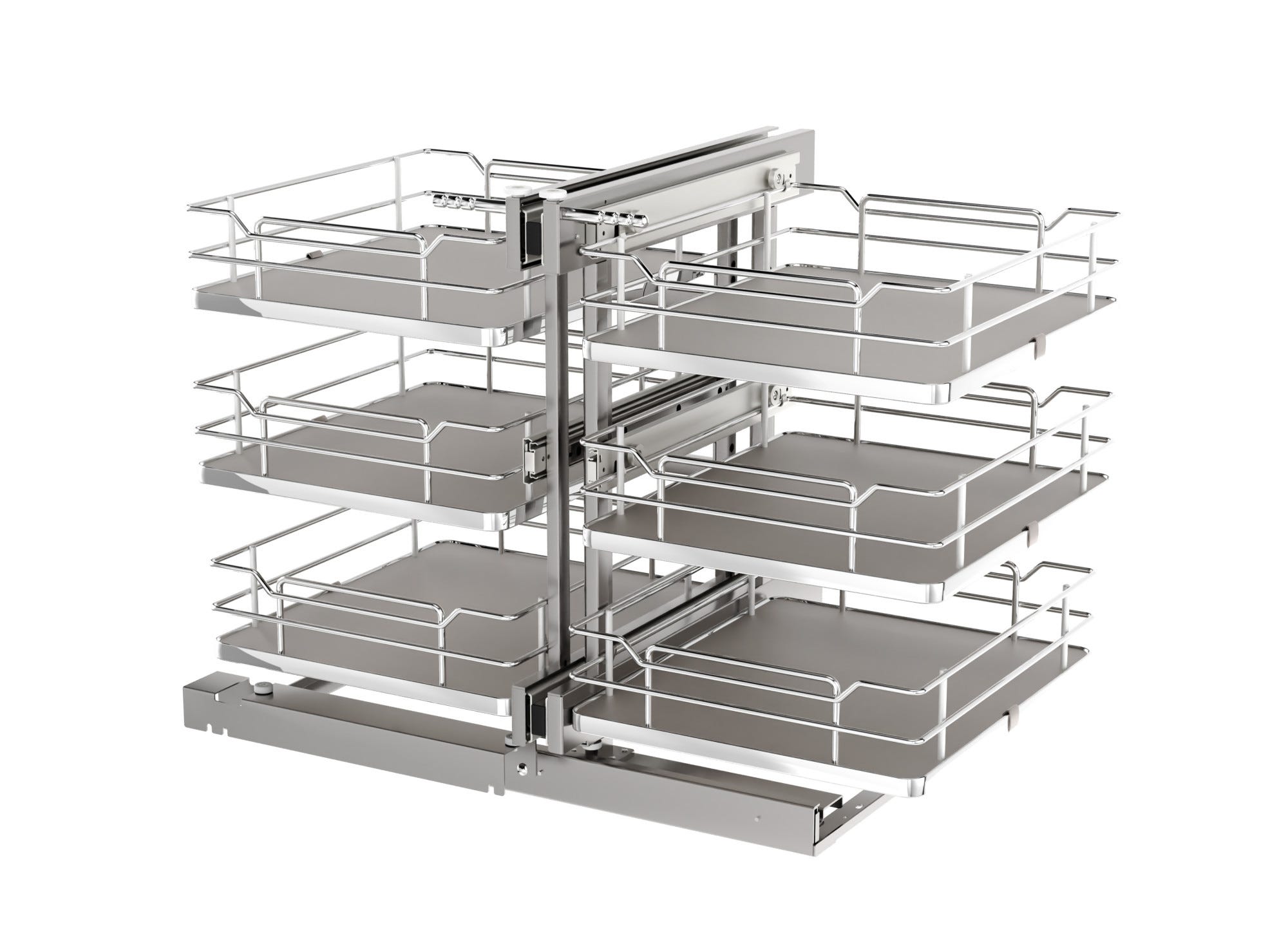 Gray Three-Tier Elite Optimizer w/ Soft-Close for 18" Blind Corner Cabinet Openings, as shown