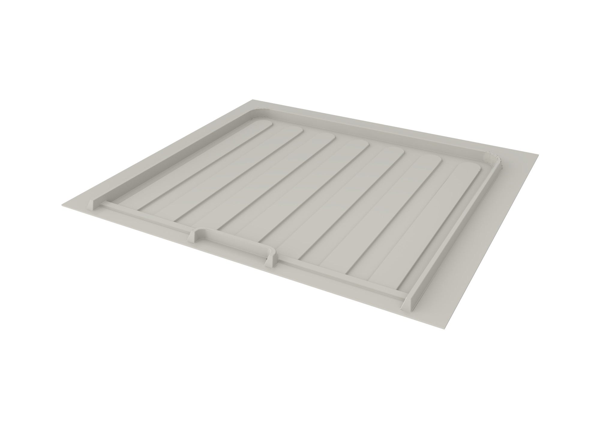 Gray Flexible Polymer Trim-to-Fit Drip Tray for 21" - 24" Vanity Sink Base Cabinets, as shown