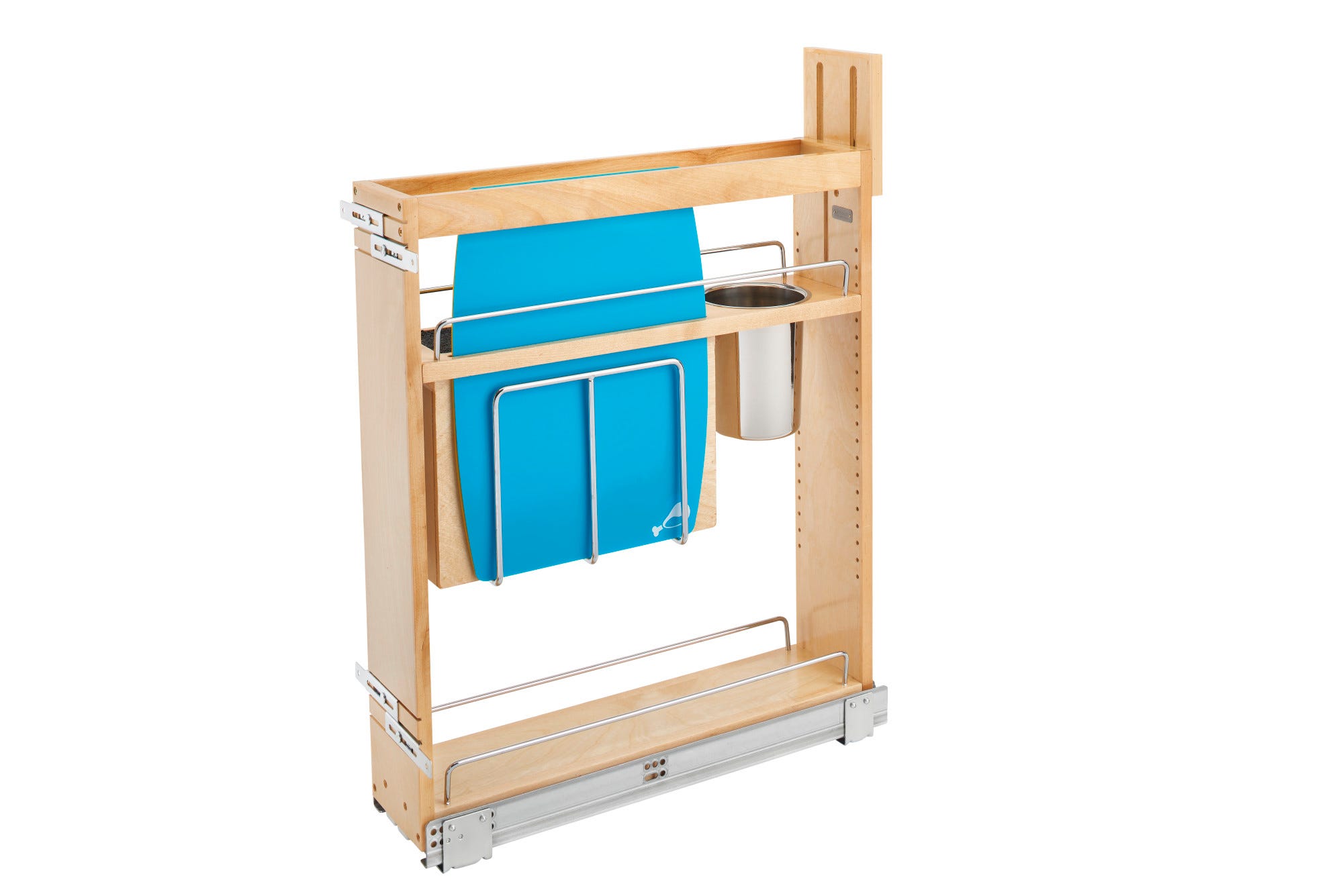 Maple Knife Block Pullout Organizer w/ BLUM Soft-Close for 9" Base Cabinets in as shown