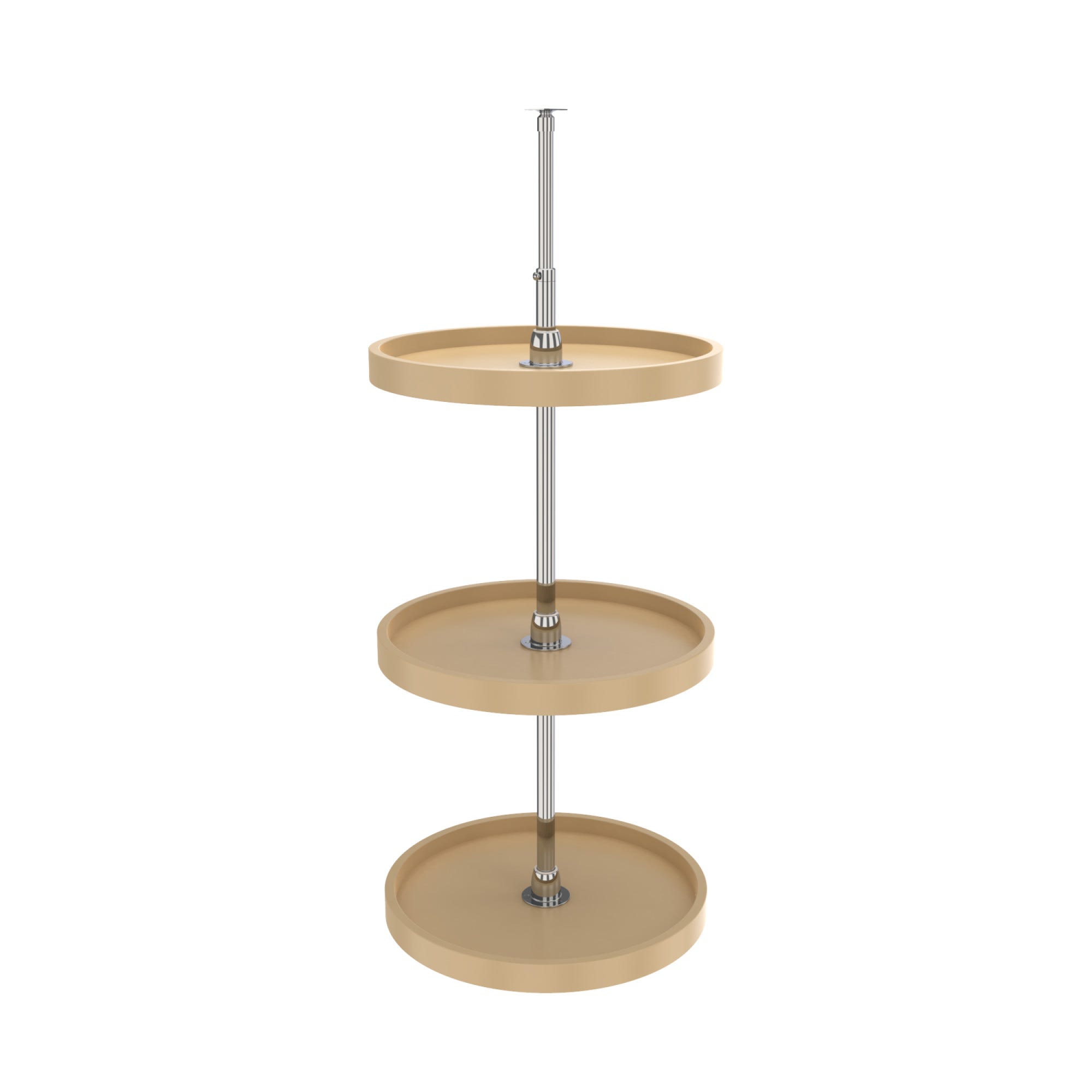 18" Almond Polymer Full-Circle 3-Shelf Lazy Susan for Corner Wall Cabinets