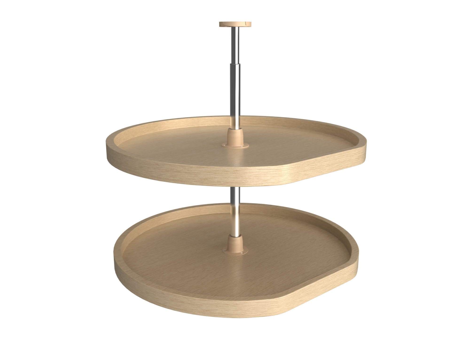 Banded Wood D-Shaped 2-Shelf Lazy Susans for Corner Base Cabinets