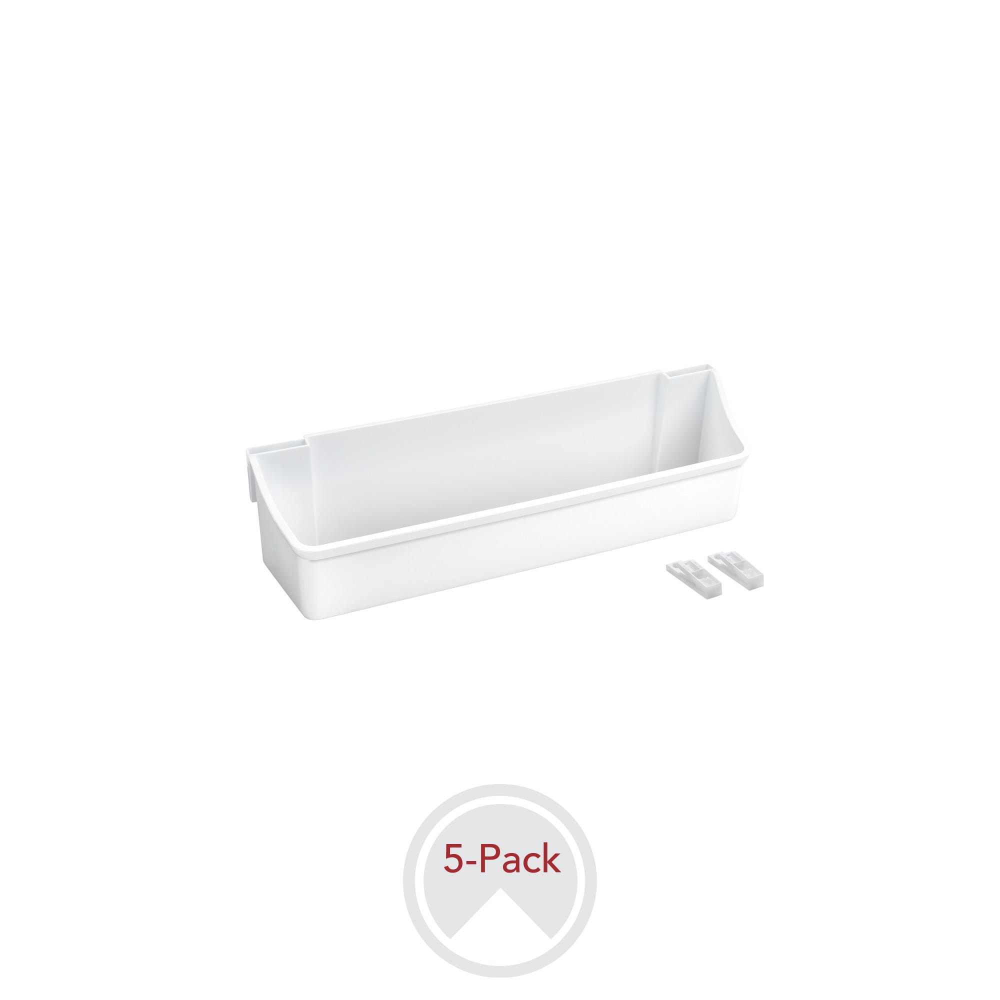 14" White Polymer 5-Shelf Cabinet Door-Mount Storage Tray Set