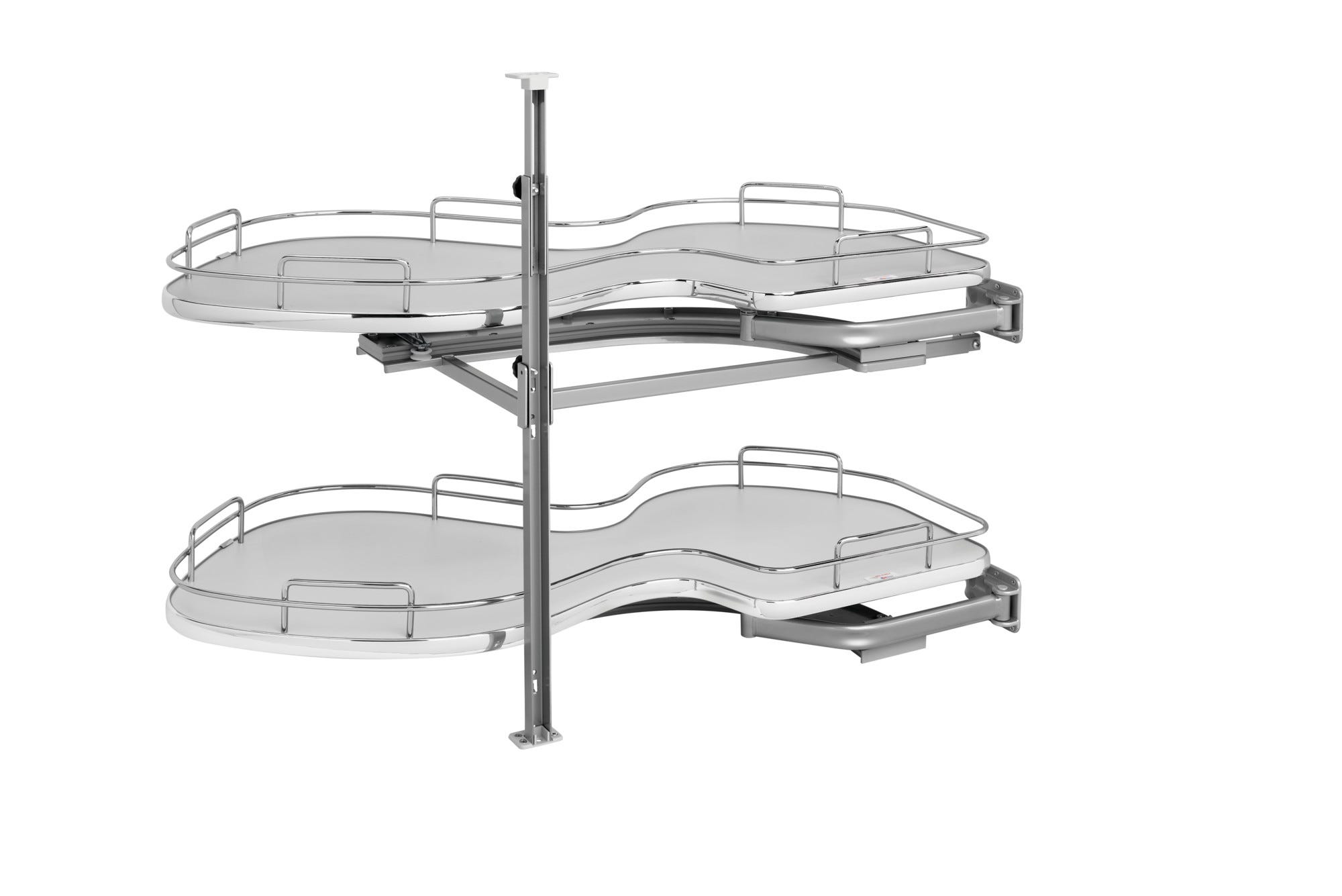 Gray Solid Bottom Chrome Wire Two-Tier "Cloud" Optimizer for 18" Right Opening/Blind Left Corner Cabinets, as shown