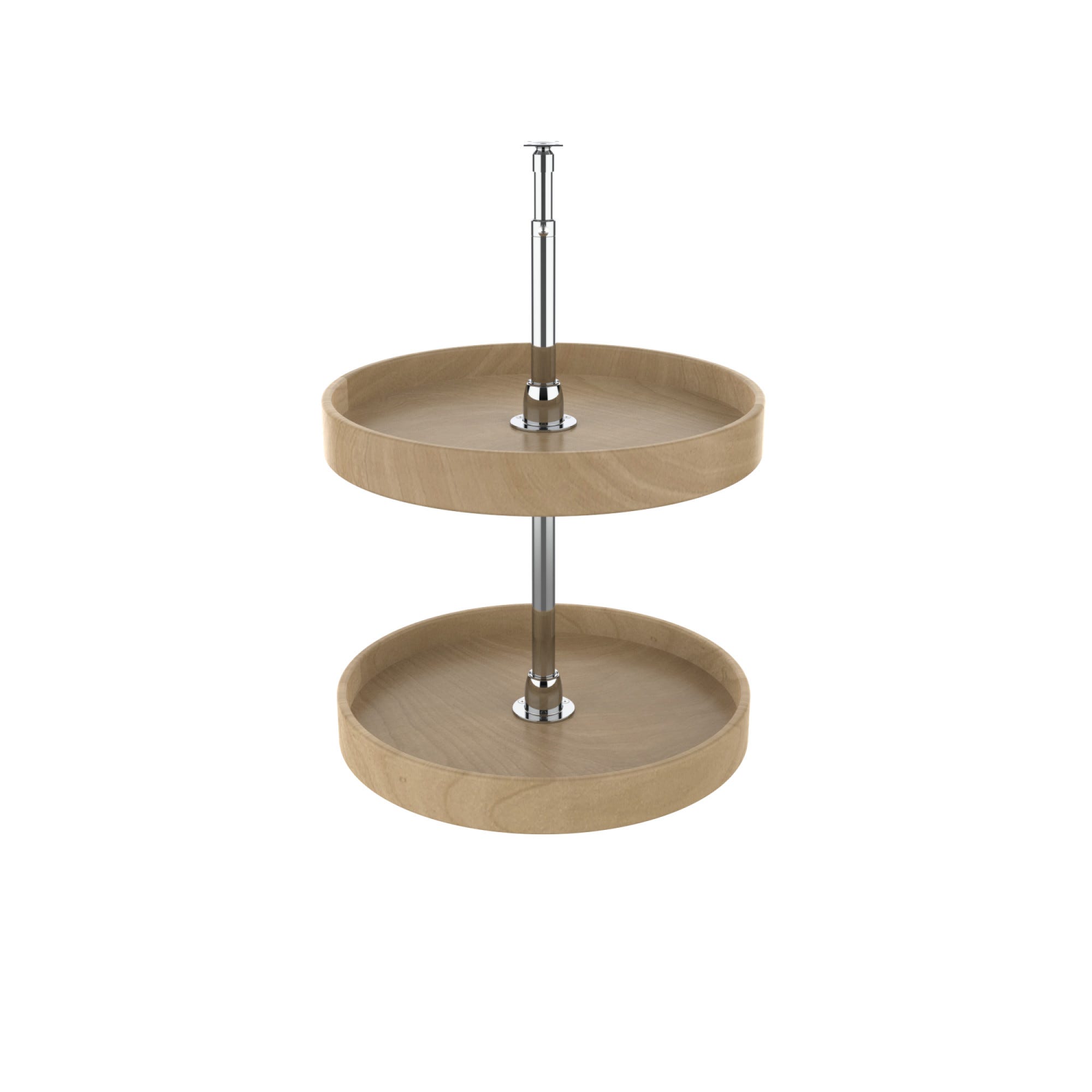 18" Lazy Daisy Natural Wood Full-Circle 2-Shelf Lazy Susan for Corner Wall Cabinets, as shown