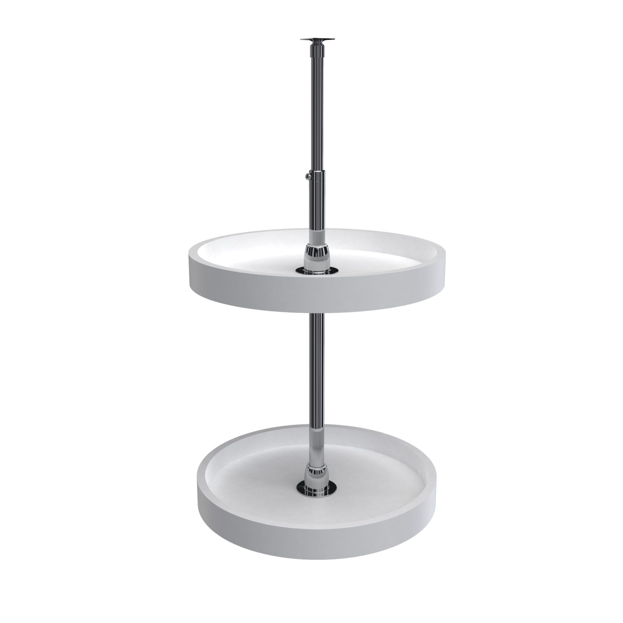 16" White Polymer Full-Circle 2-Shelf Lazy Susan for Corner Wall Cabinets