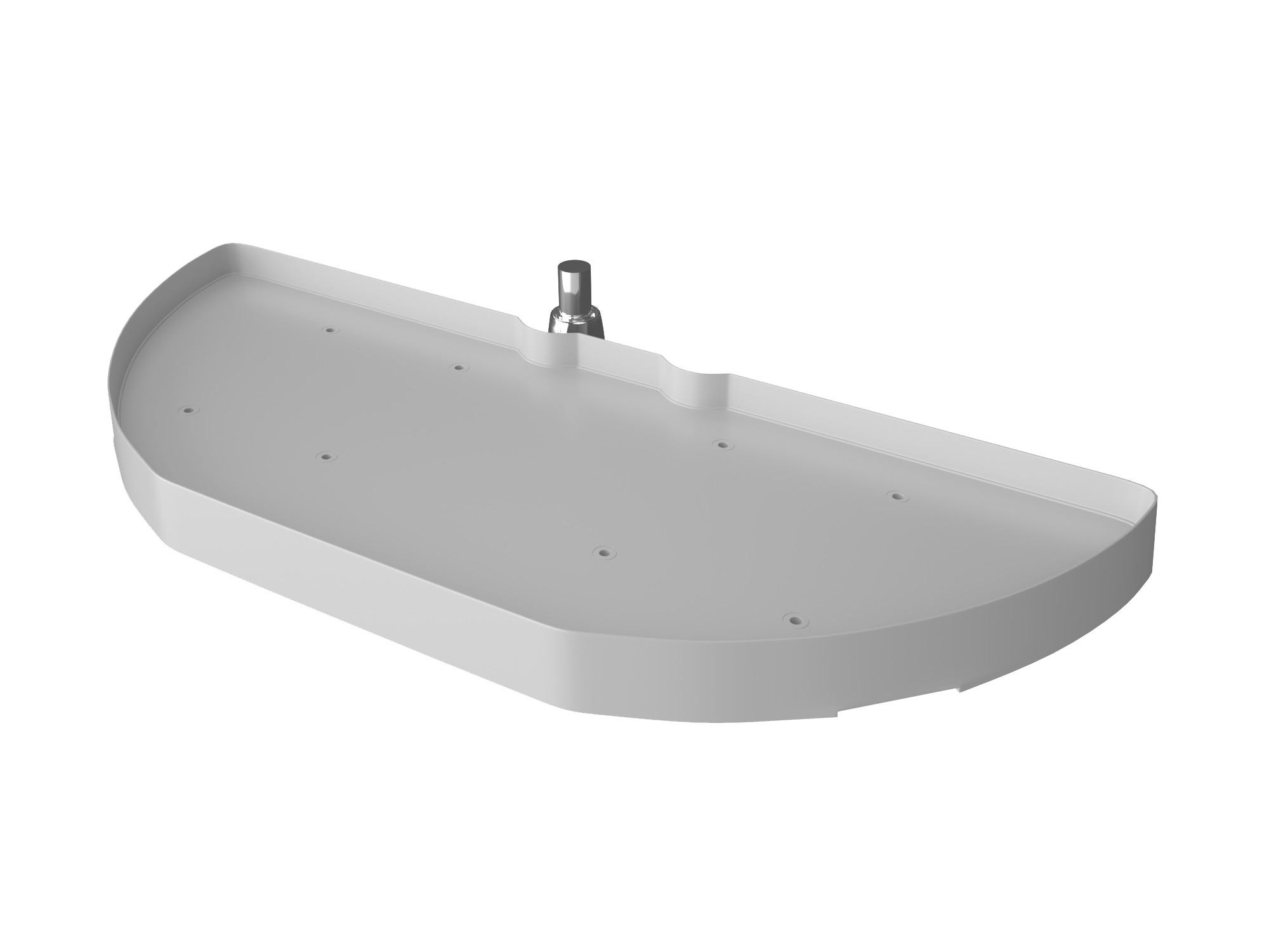 31" White Polymer Single-Tier Half-Moon Optimizer w/ Pivot and Slide Hardware for 13-1/4" Blind Corner Cabinet Openings, as shown