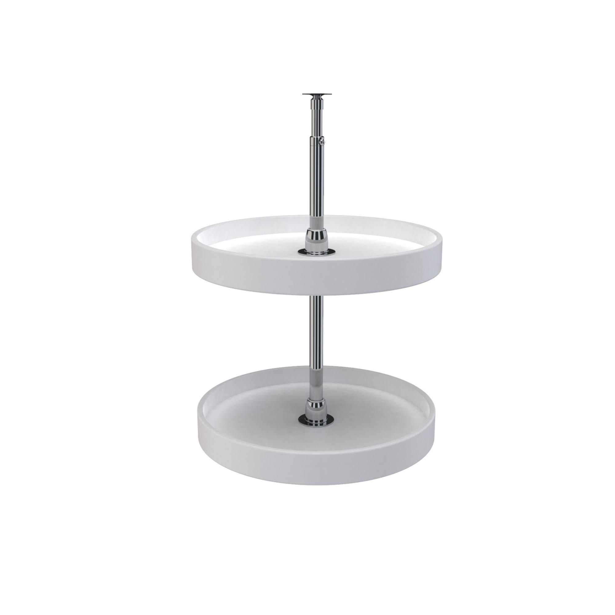 18" White Polymer Full-Circle 2-Shelf Lazy Susan for Corner Wall Cabinets