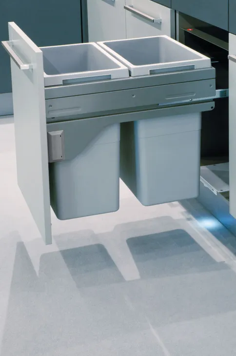 Double Waste Bin Sorter, 2 x 38 Liter, Euro-Cargo 45, as shown