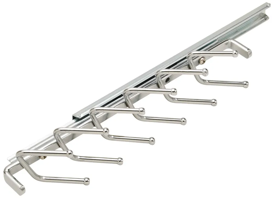 Tie Rack with Slide, 12 Hook, 11" in as shown