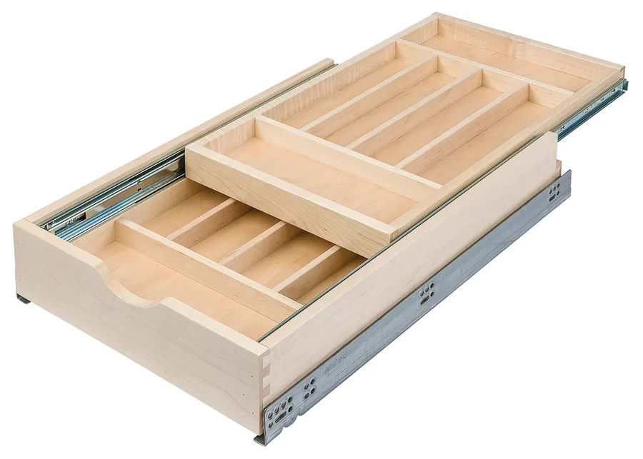 Double Cutlery Drawer, Maple, 14 7/8" width