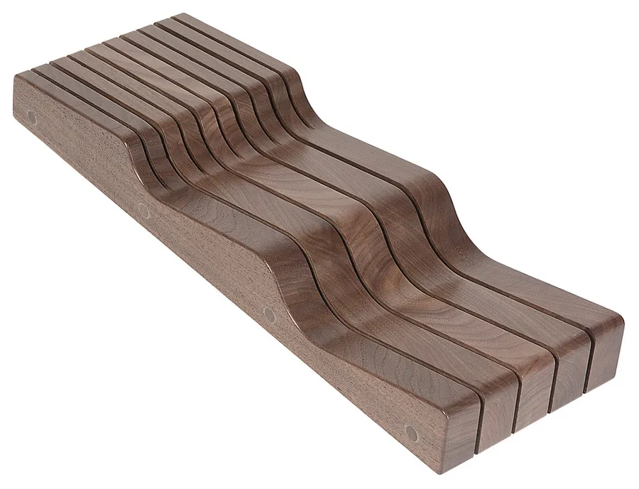 Knife Block, Wave, 5 7/8" width, walnut