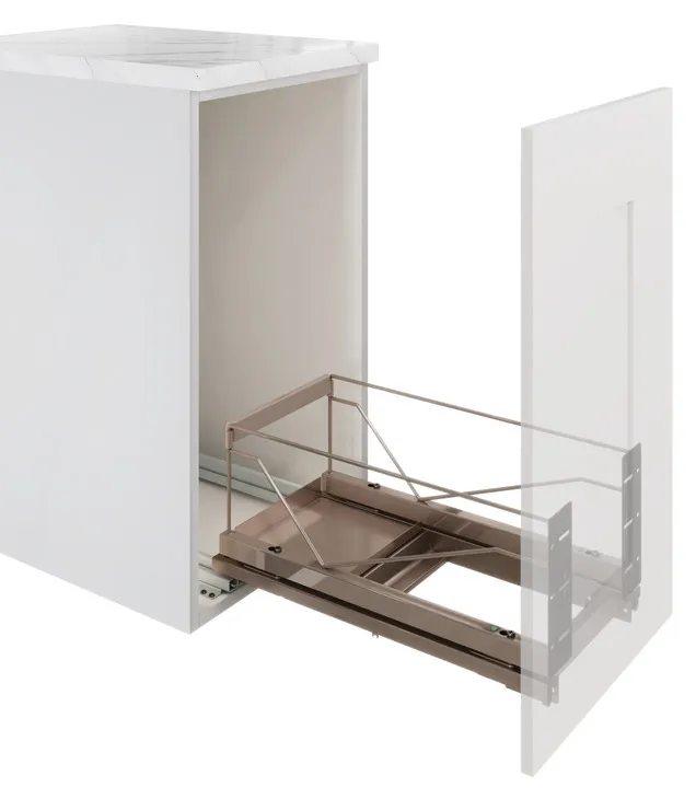 Waste Bin Pull-Out, Single Bin, Bottom Mounted, Champagne, 36 qt, 19 1/4", Frame: Champagne, Bin: Champagne, 36 qt, part 502.57.820