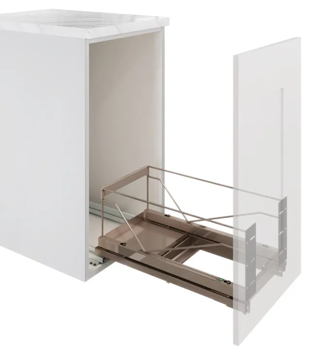 Waste Bin Pull-Out, Single Bin, Bottom Mounted, Champagne, 52 qt