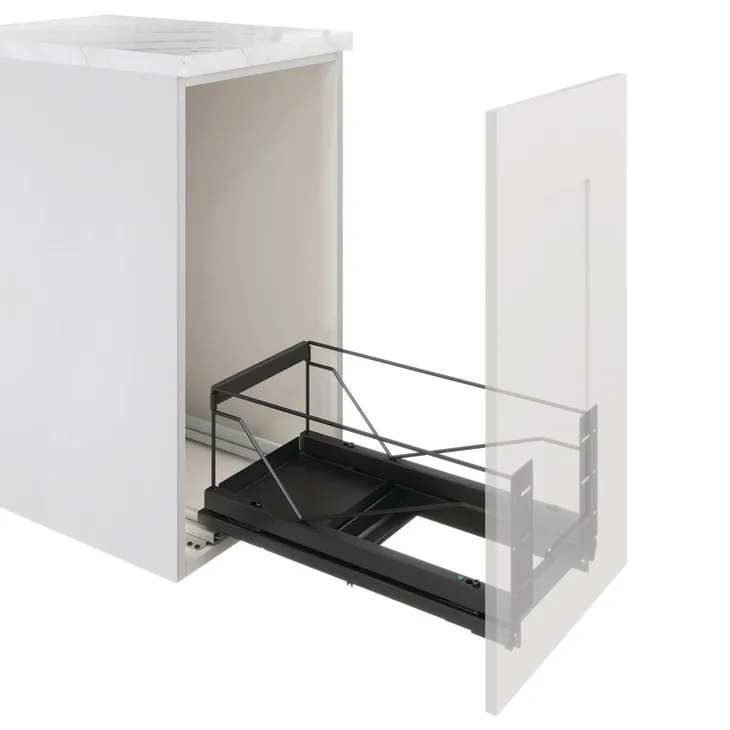 Waste Bin Pull-Out, Single Bin, Bottom Mounted, Anthracite, 36 qt