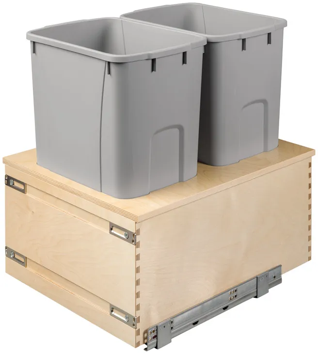 Double Waste Bin, Baltic Birch, Bottom Mount in as shown