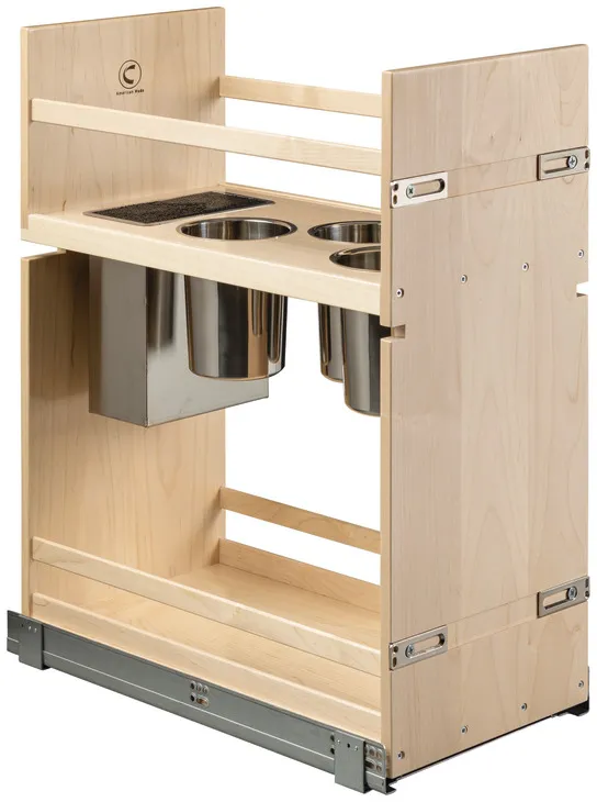 Base Pull-Out Canister Organizer, Solid Maple in as shown