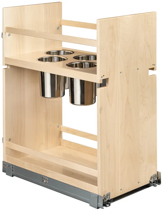 Base Pull-Out Canister Organizer, Solid Maple in as shown