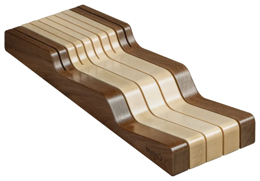 Knife Block, Wave, 5 3/8" width, walnut and maple