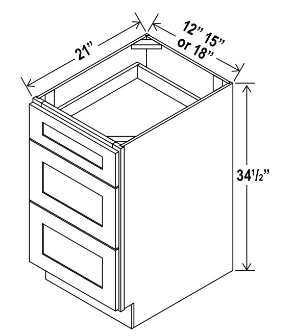 Vanity Drawer Base Cabinet, shaker white
